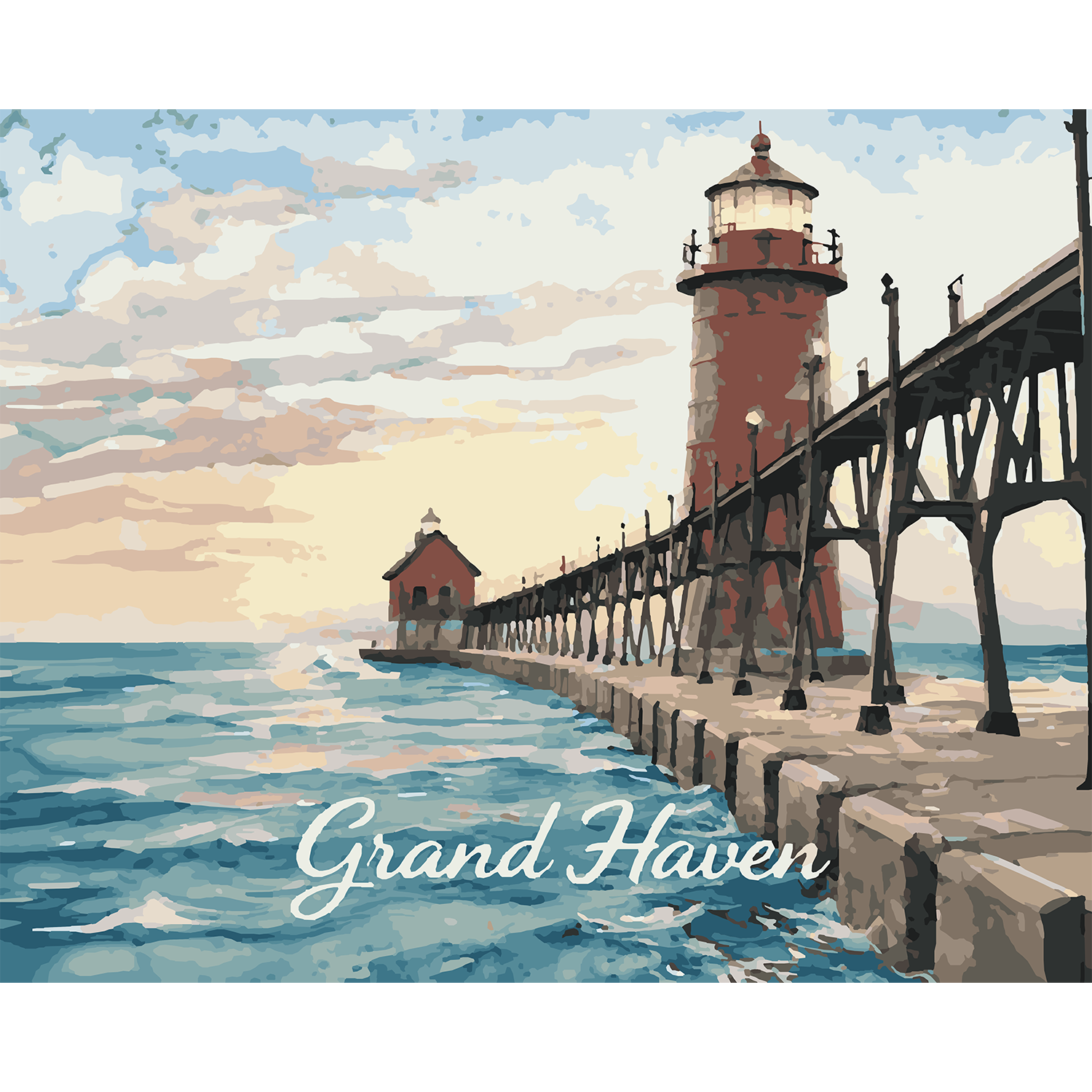 Grand Haven Pier Lights Paint-by-Number Kit