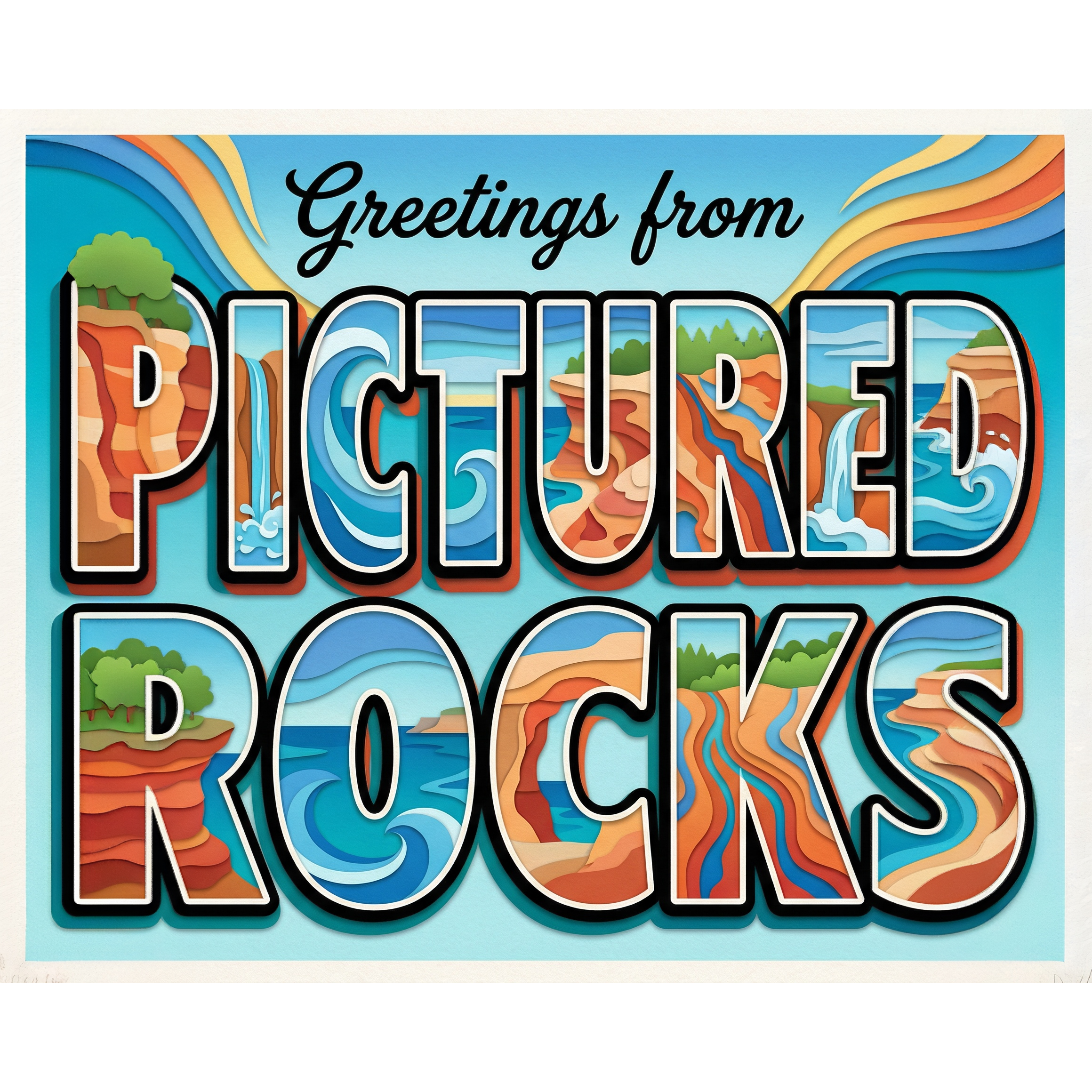 Greetings From Pictured Rocks Michigan Paint-By-Number Kit