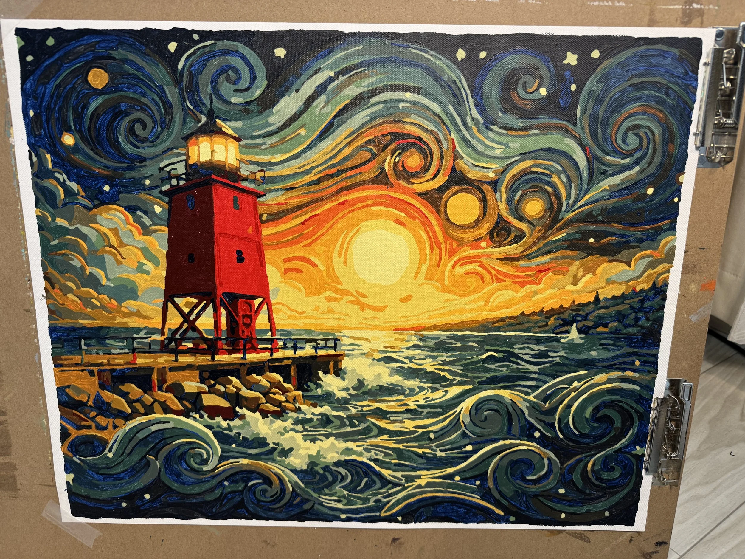Luminous Waters – Charlevoix South Pier Lighthouse Paint-By-Number Kit
