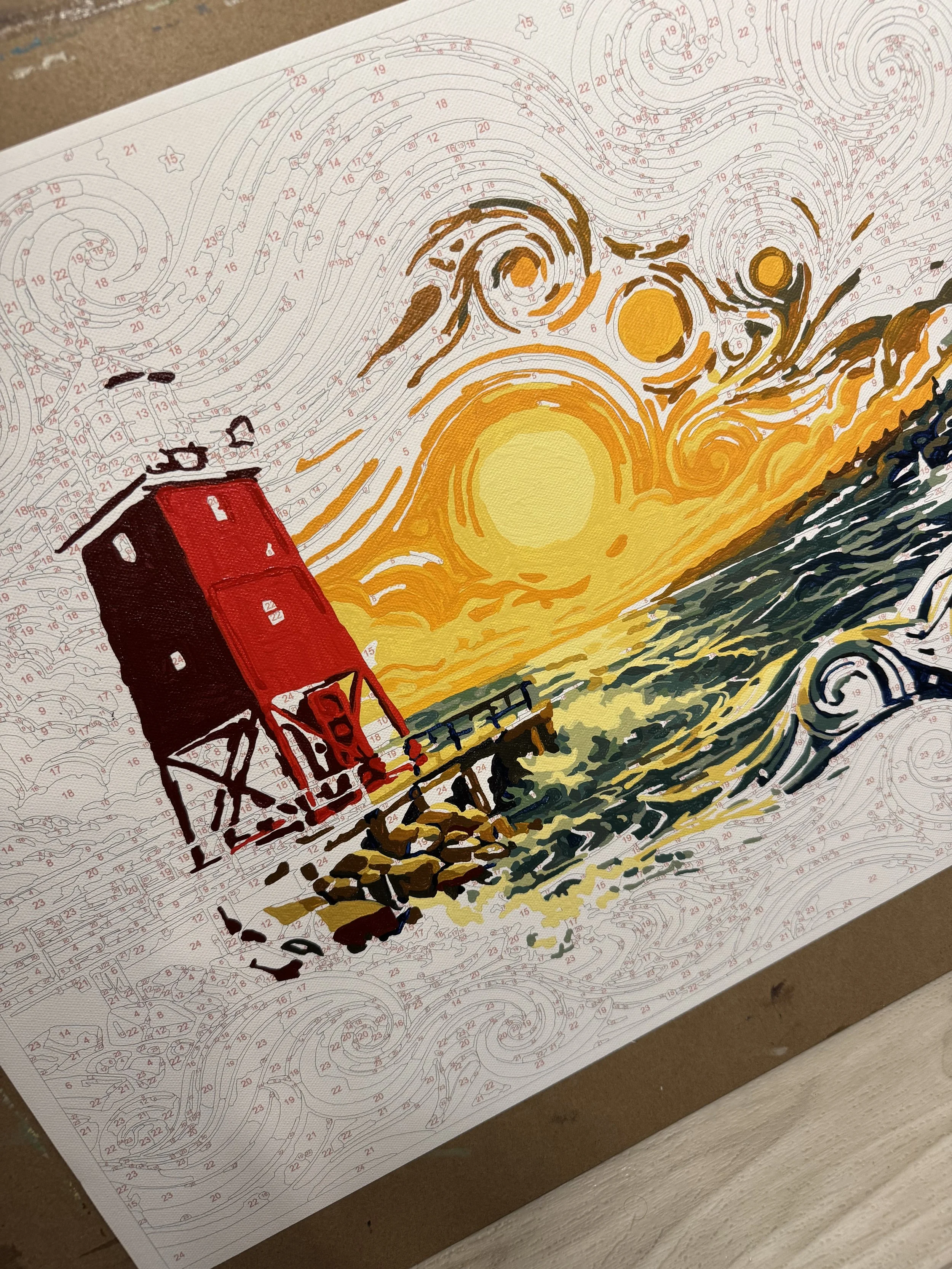 Luminous Waters – Charlevoix South Pier Lighthouse Paint-By-Number Kit