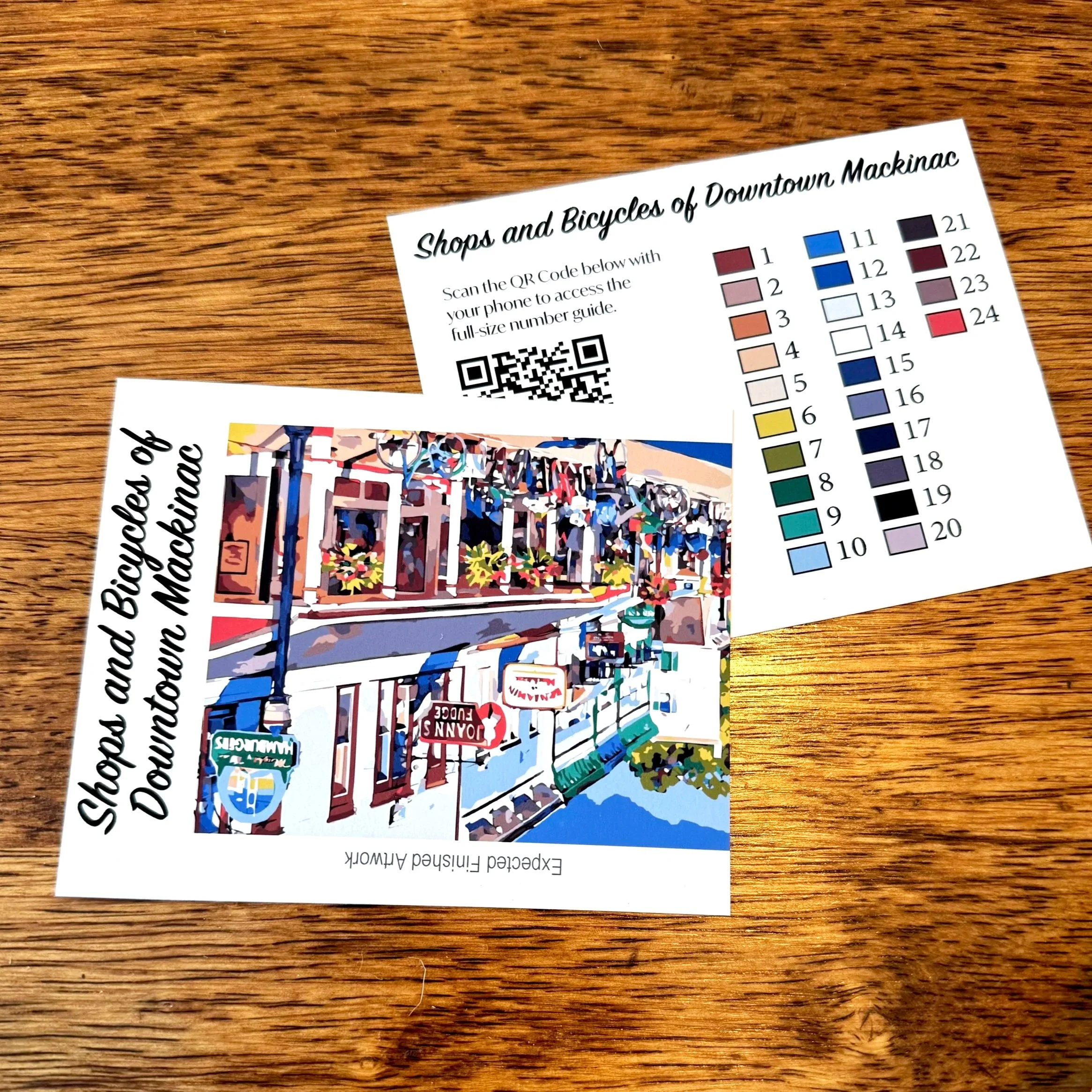 Shops and Bicycles of Downtown Mackinac - Mackinac Island Paint-By-Number Kit
