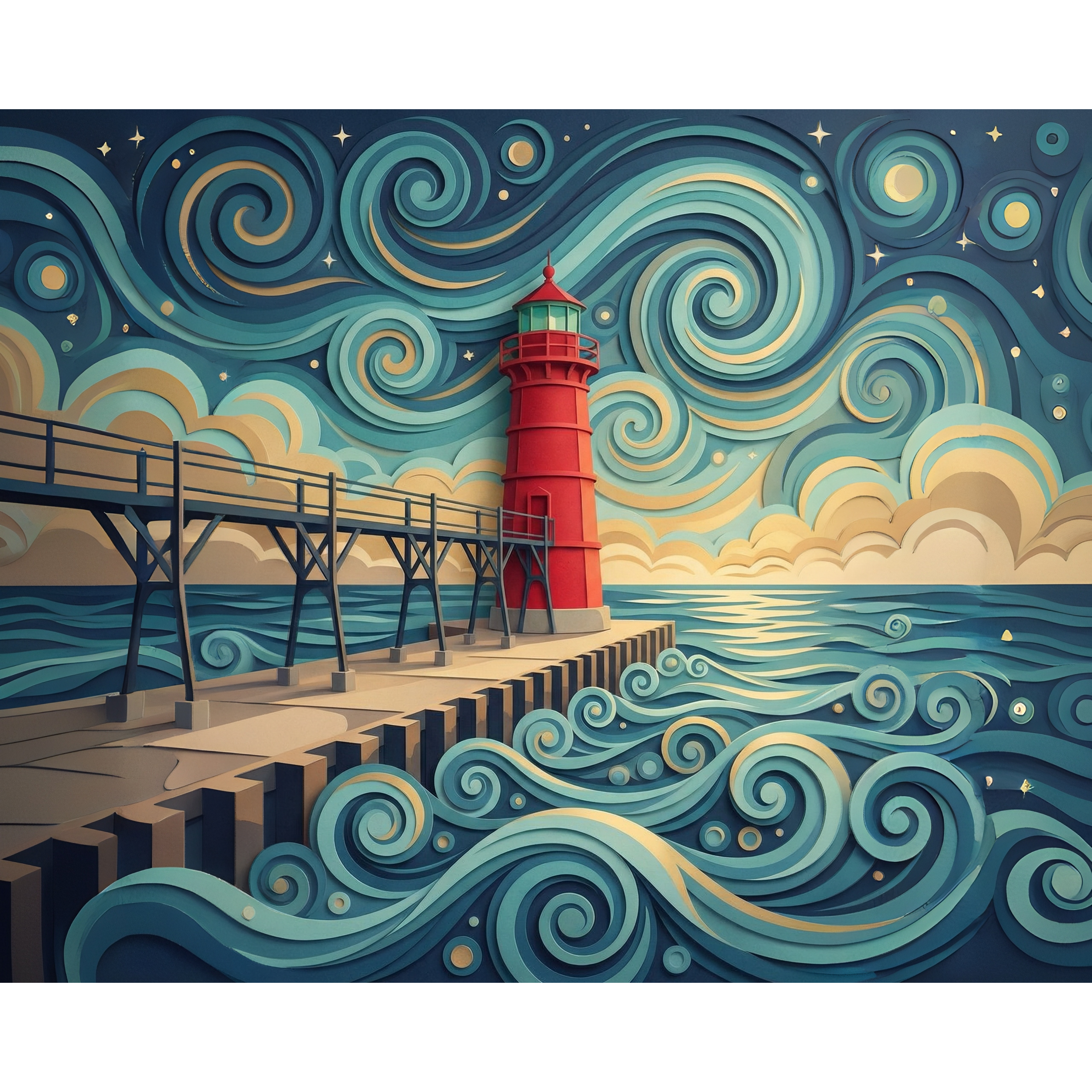 Crimson Watch at South Haven Lighthouse Paint-By-Number Kit