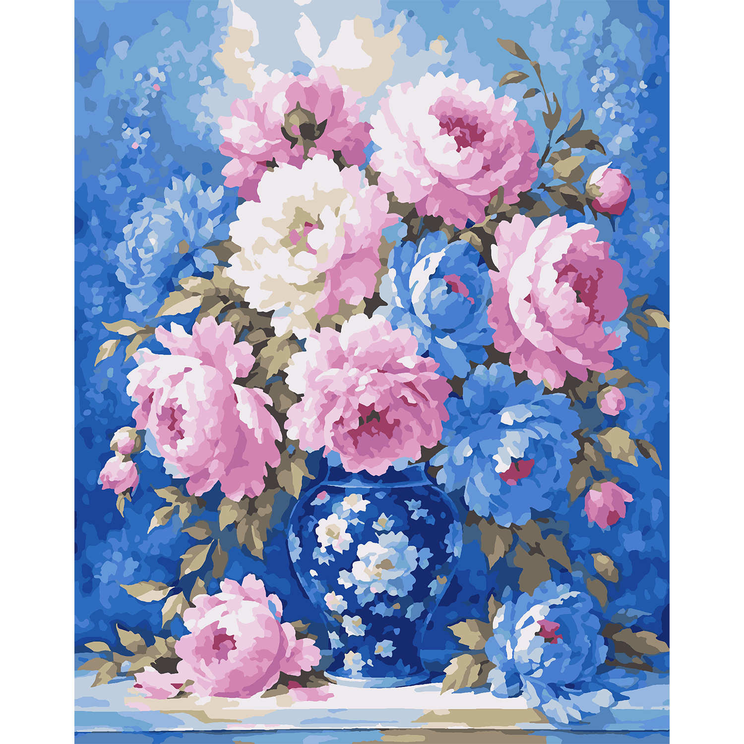 Pastel Peony Vase - Flower Paint-By-Number Kit