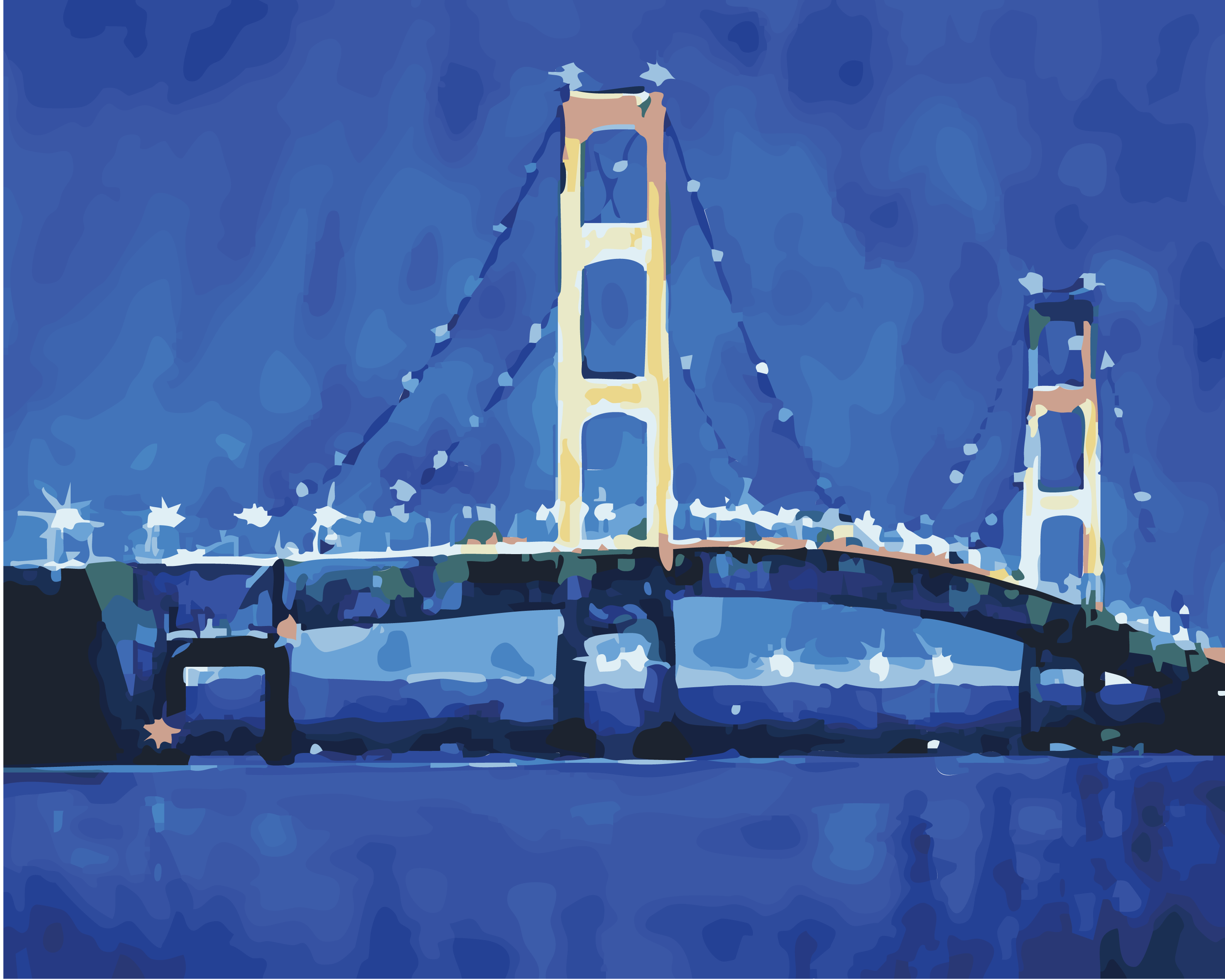 Mighty Mac at Night - Mackinac Bridge (Paint-By-Number Kit)