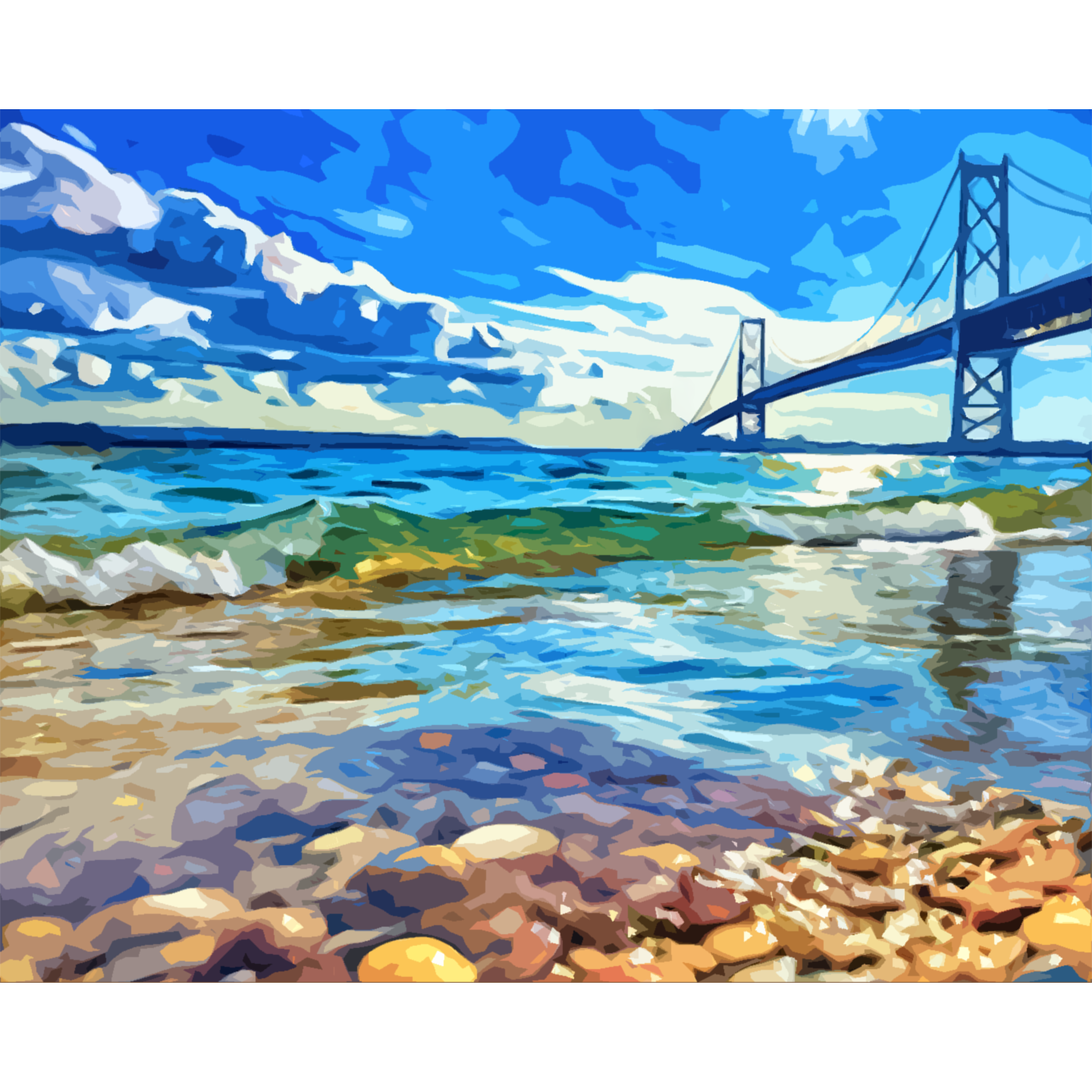 Shoreline Stones at the Mac - Mackinac Bridge Paint-By-Number Kit