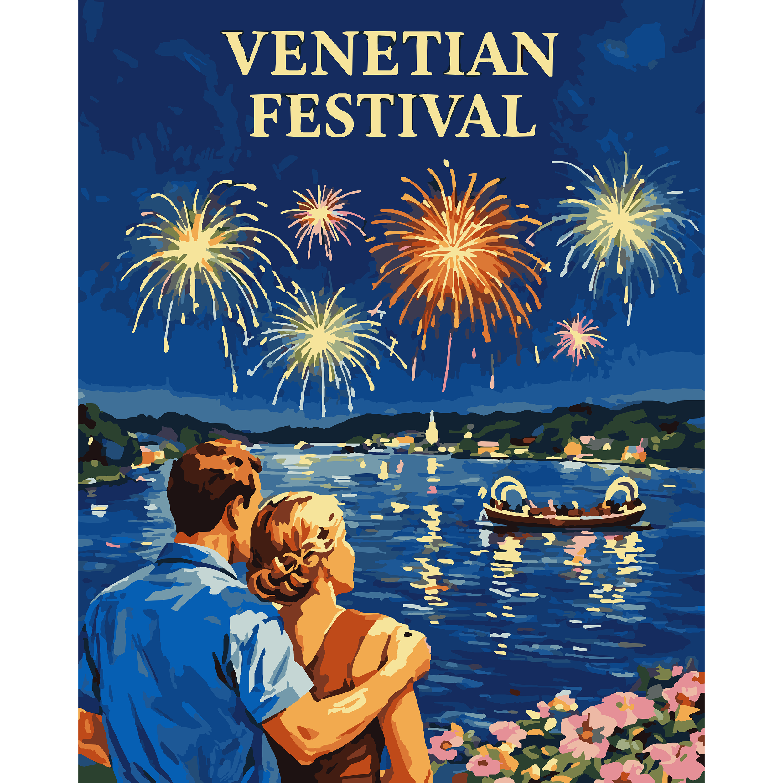 Charlevoix Venetian Festival Vintage Travel Poster Paint-By-Number Kit