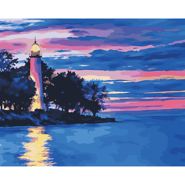 Twilight at Pointe aux Barques Lighthouse Paint-By-Number Kit