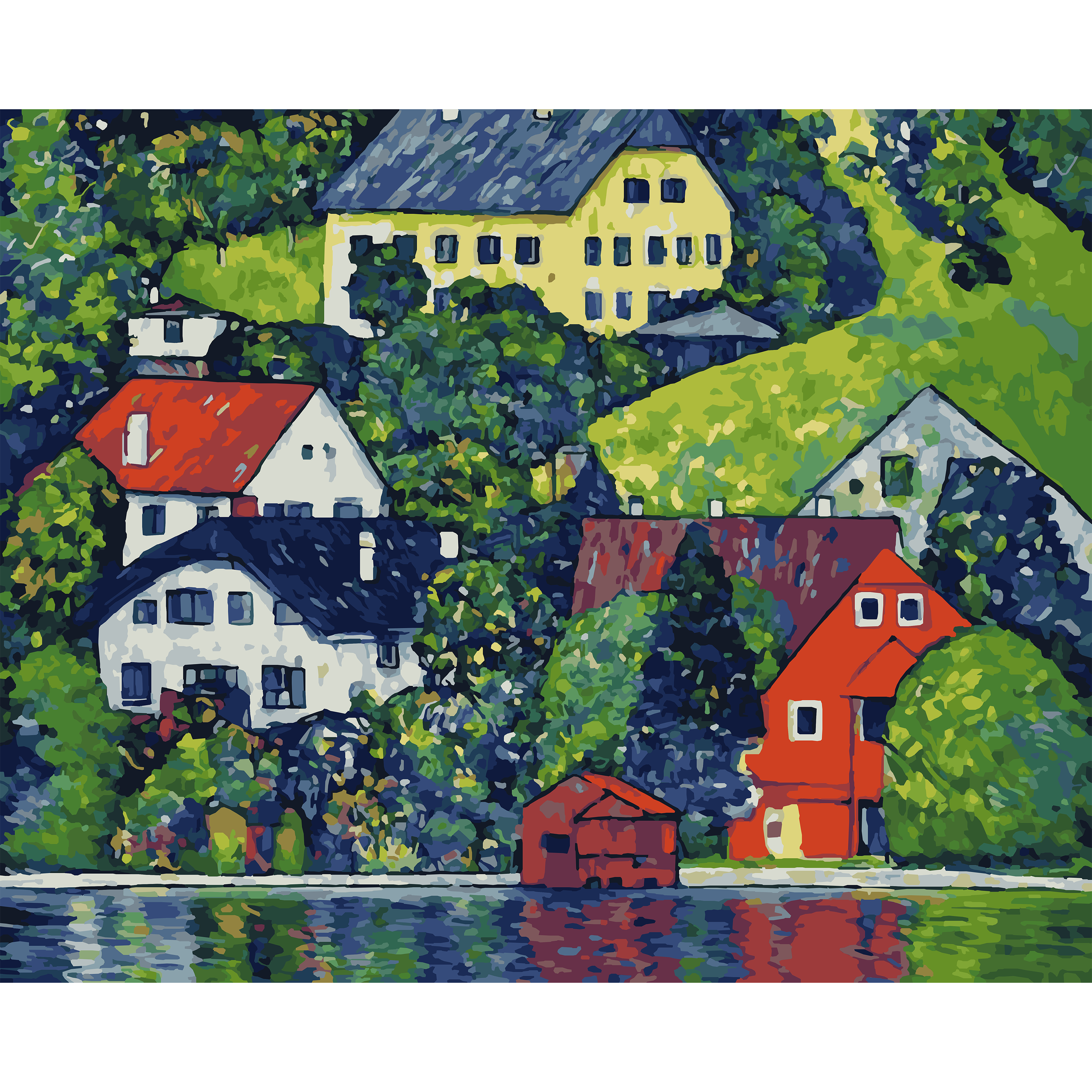 Gustav Klimt's Houses at Unterach on the Attersee (1916) Paint-By-Number Kit