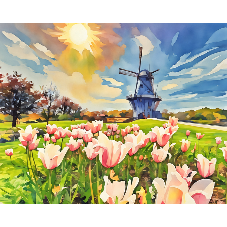 Tulips Bloom in Holland Paint-By-Number Kit