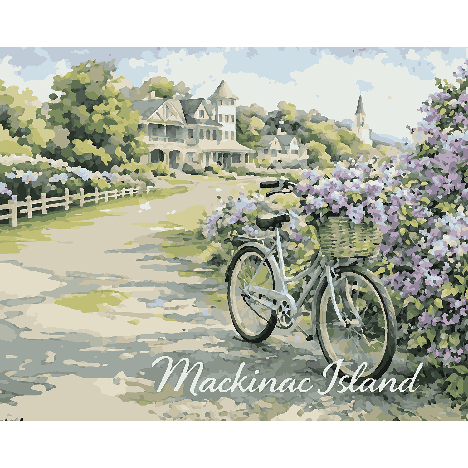 Mackinac Island Lilac Bicycle Paint-by-Number Kit