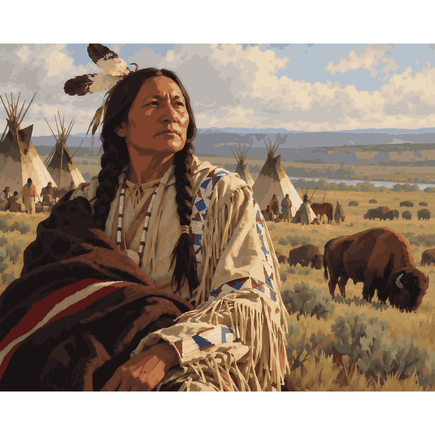 Sitting Bull Lakota Heritage and Bison Paint by Number Kit