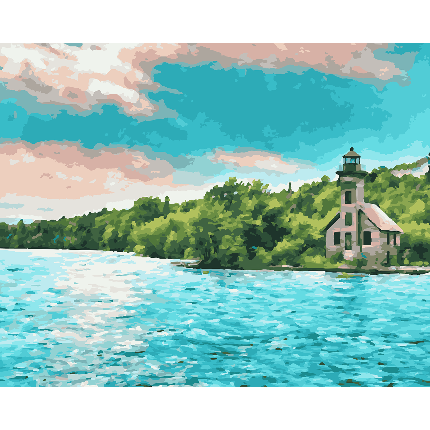 Pictured Rocks Lighthouse on Lake Superior Paint-by-Number Kit