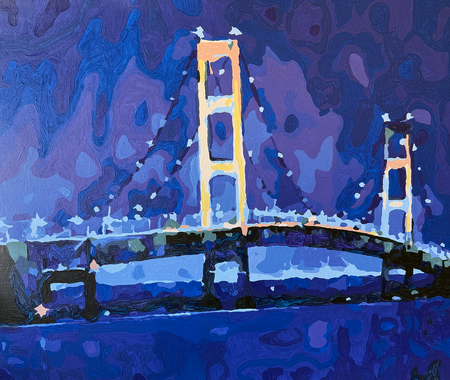 Mighty Mac at Night - Mackinac Bridge (Paint-By-Number Kit)