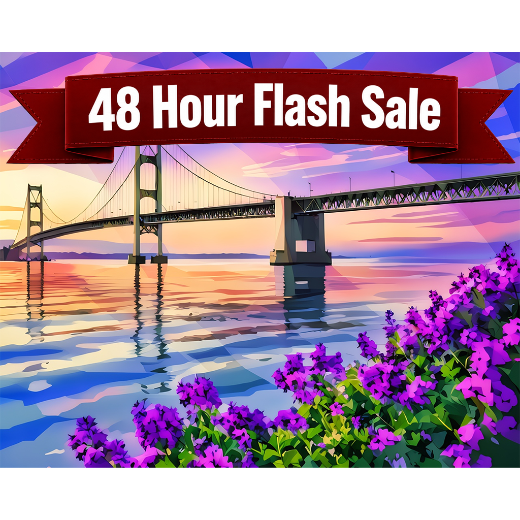 Lilacs by the Mighty Mac - Mackinac Bridge Paint-By-Number Kit