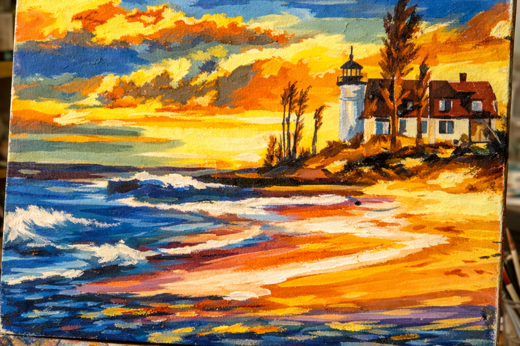 Sunset at Point Betsie Painting
