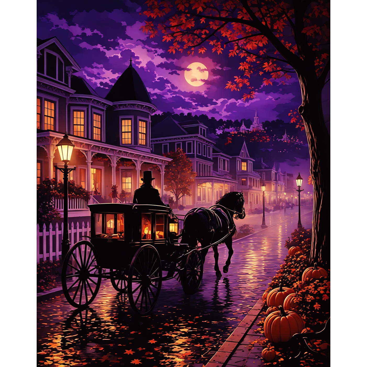 Midnight Carriage Ride Mackinac Island Halloween Paint-by-Number Kit