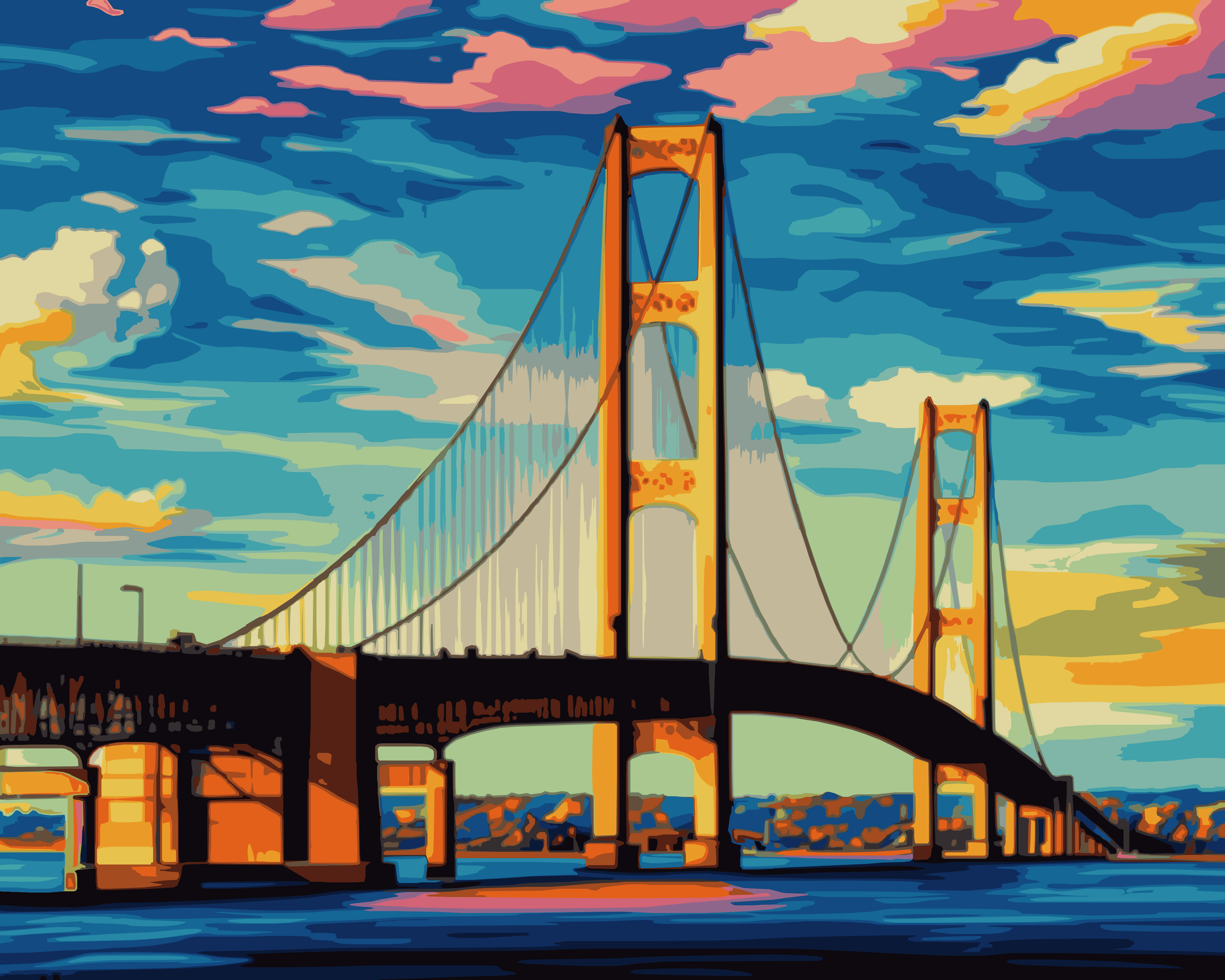 Majestic Mighty Mac - Mackinaw Bridge paint by numbers kit