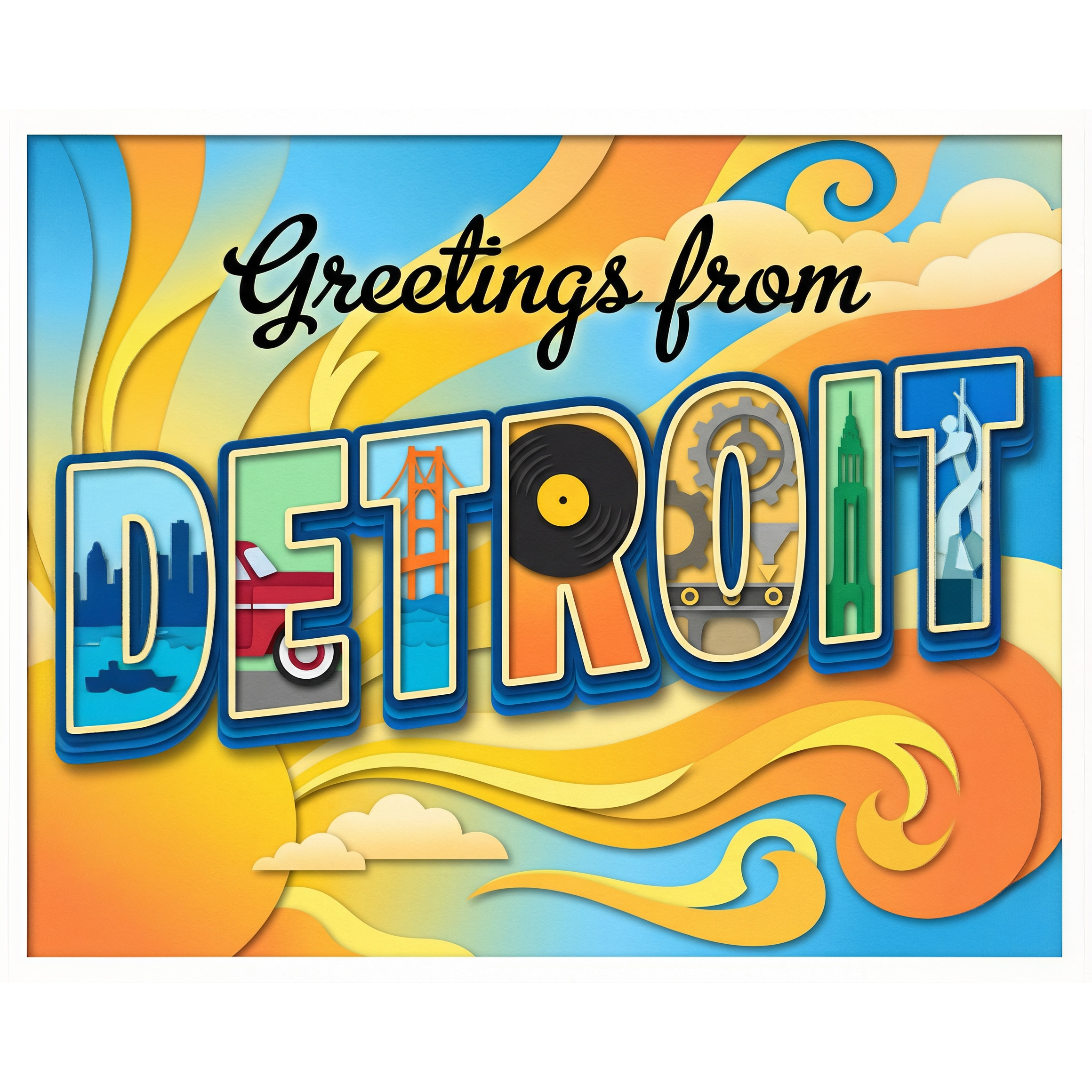 Greetings From Detroit Michigan Paint-By-Number Kit