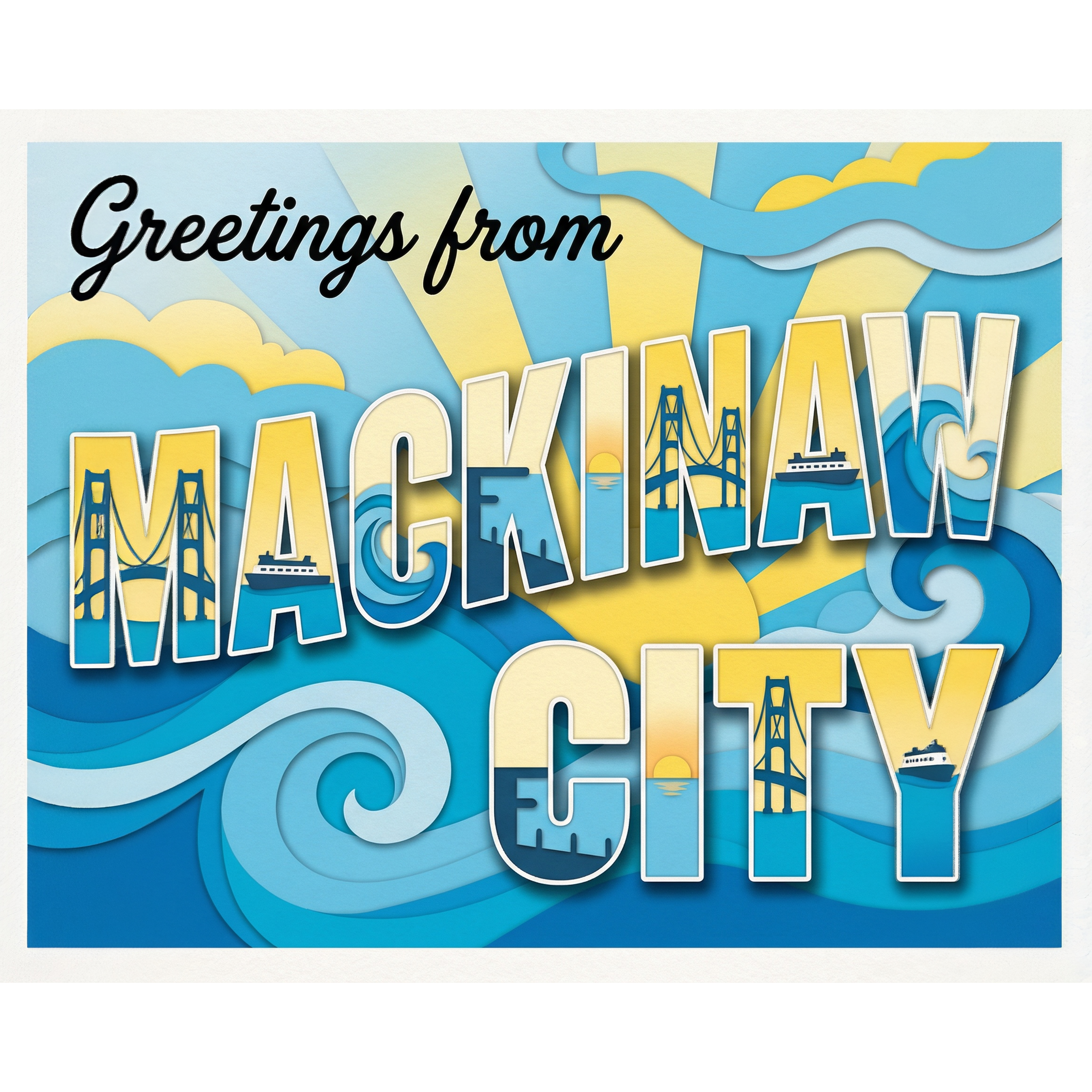 Greetings From Mackinaw City Michigan Paint-By-Number Kit