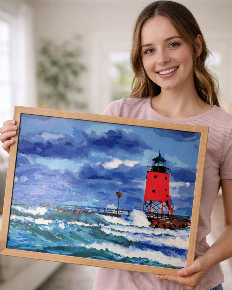 Charlevoix South Pier Lighthouse Paint-By-Number Kit