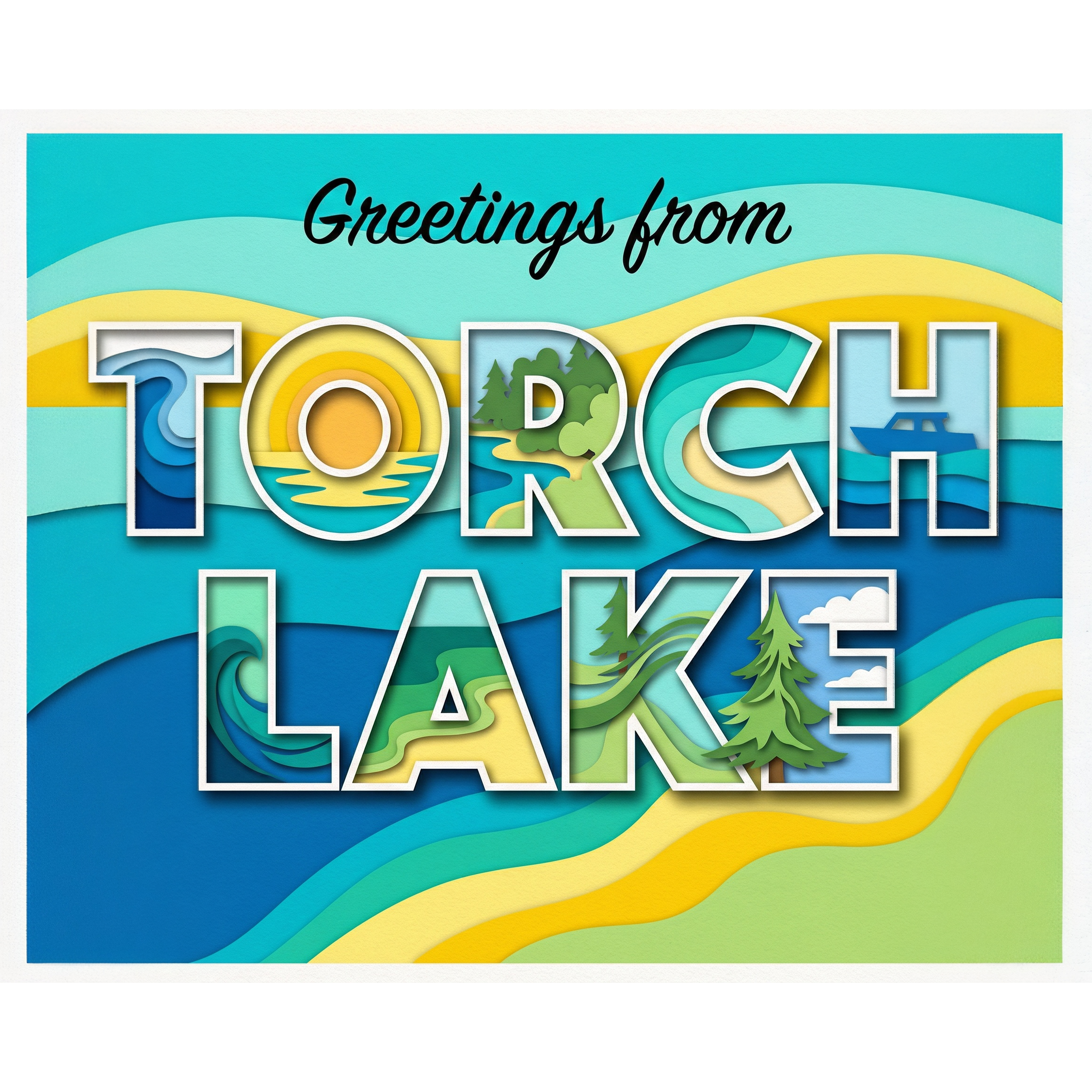 Greetings From Torch Lake Michigan Paint-By-Number Kit