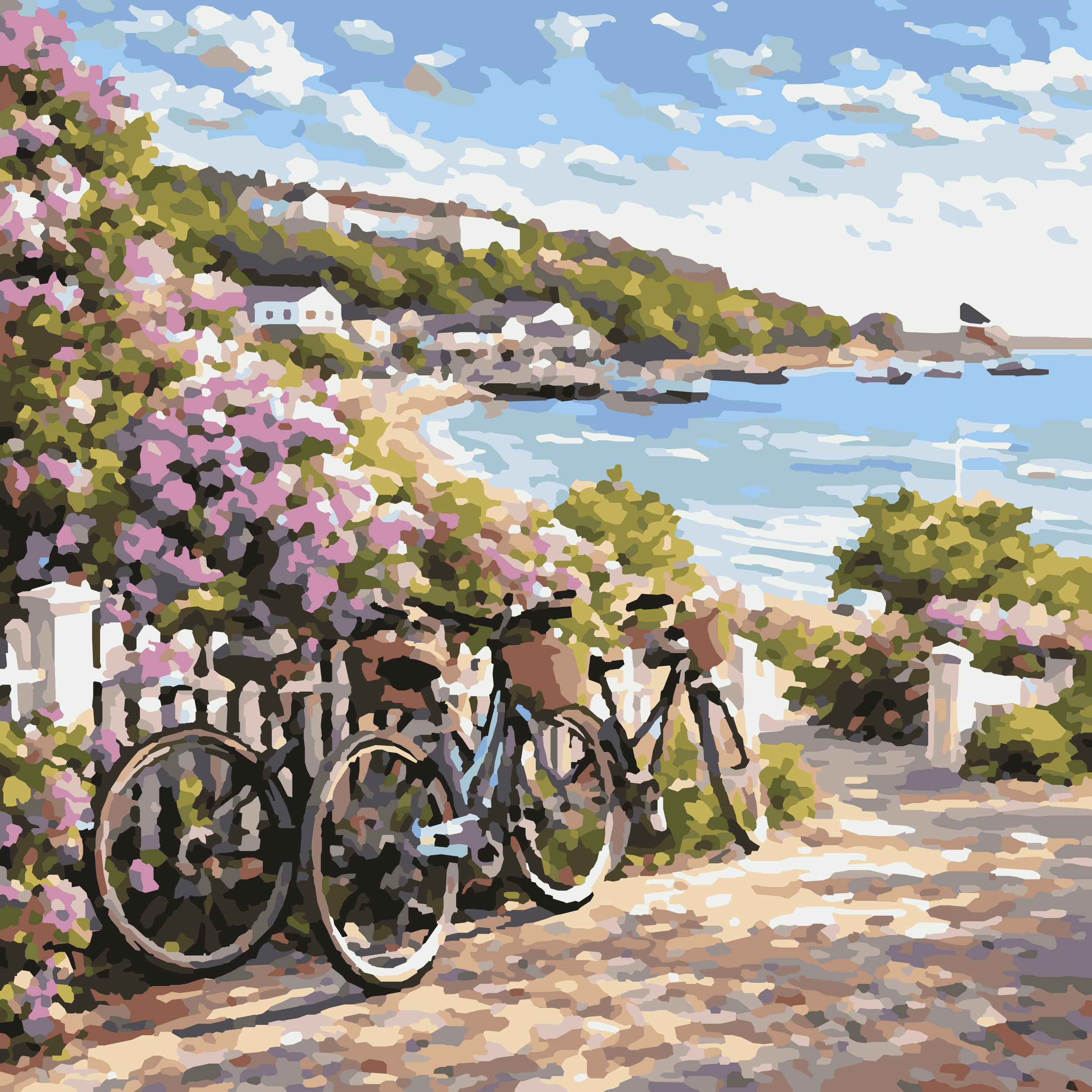 Mackinac Island Summer Bicycles – 10x10 Mini Paint-by-Number Kit