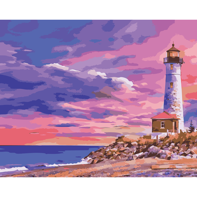 Sunset at Crisp Point Lighthouse Upper Peninsula Paint-By-Number Kit