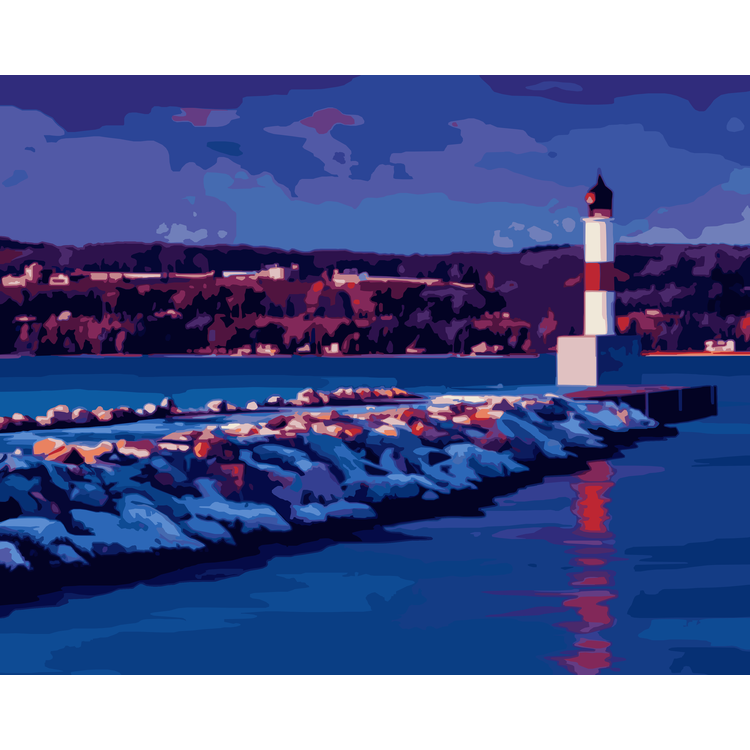 Reflections of Petoskey -  Pierhead Lighthouse Paint-By-Number Kit