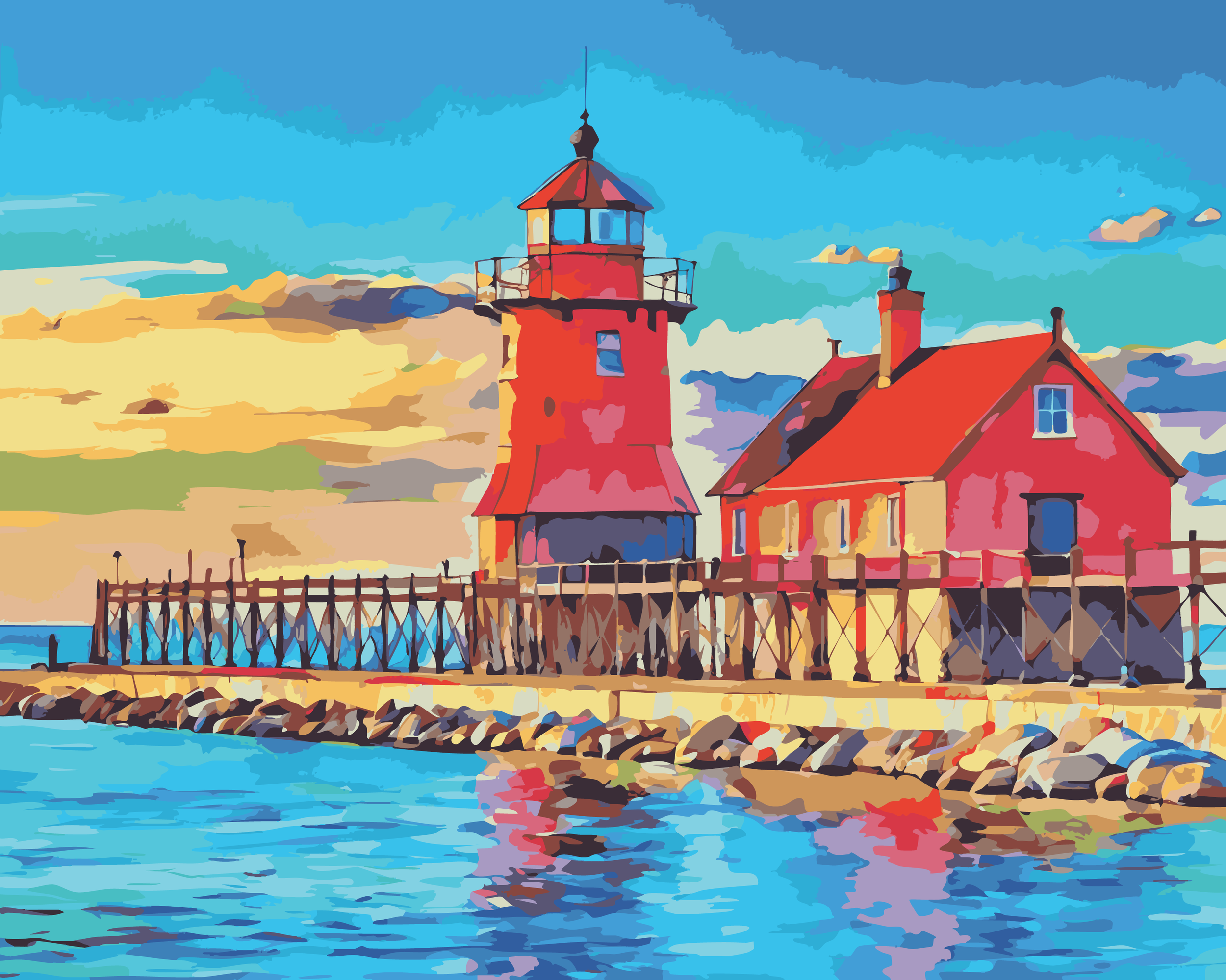 Sturgeon Bay Breakwater Lighthouse (Paint-By-Number Kit)