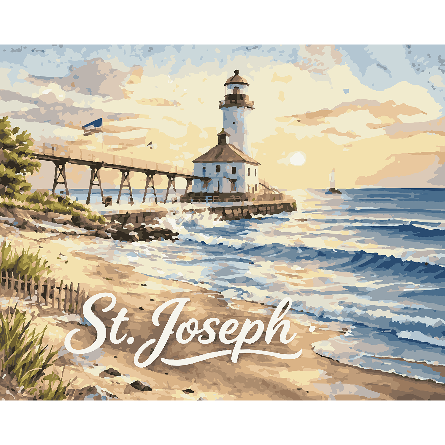 St. Joseph Lighthouse on the Shore Paint-by-Number Kit