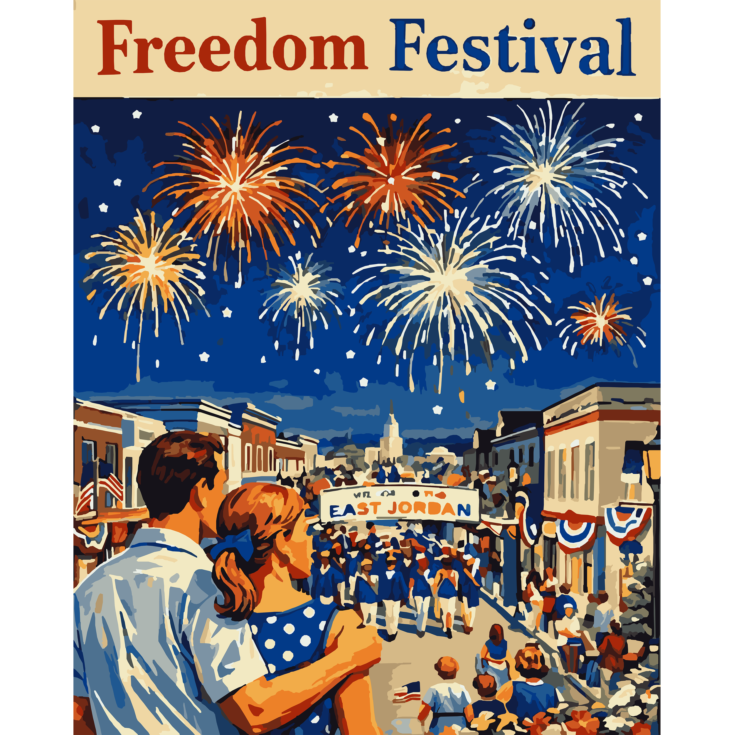 East Jordan Freedom Festival Vintage Travel Poster Paint-By-Number Kit