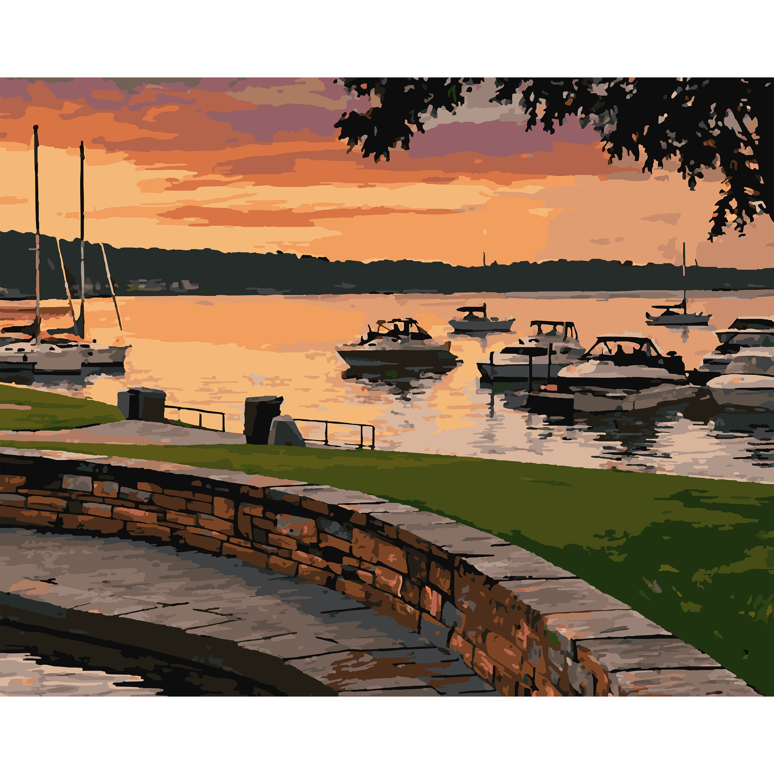 Dockside Dusk - Charlevoix Downtown Marina Paint-By-Number Kit