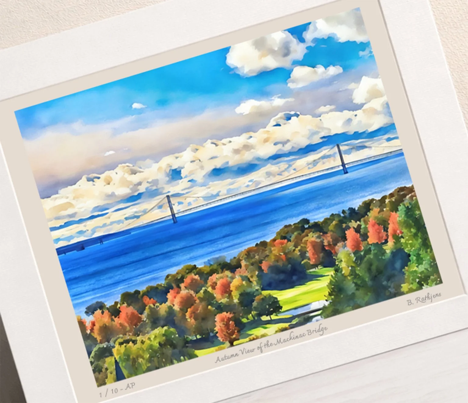 Autumn View of the Mackinac Bridge – Limited Edition Giclée Fine Art Print