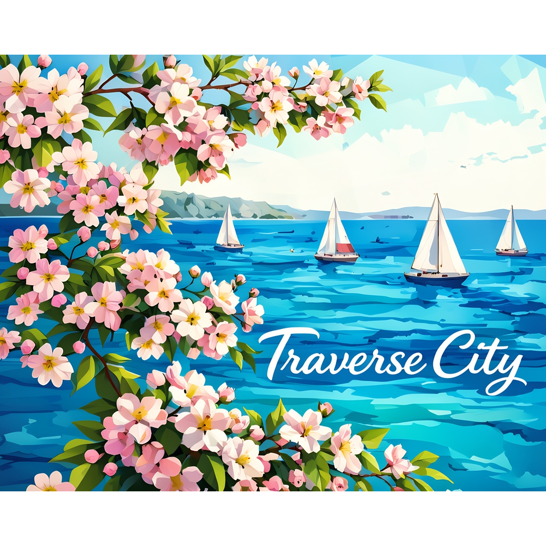 Traverse City Cherry Blossom Bay Paint-by-Number Kit