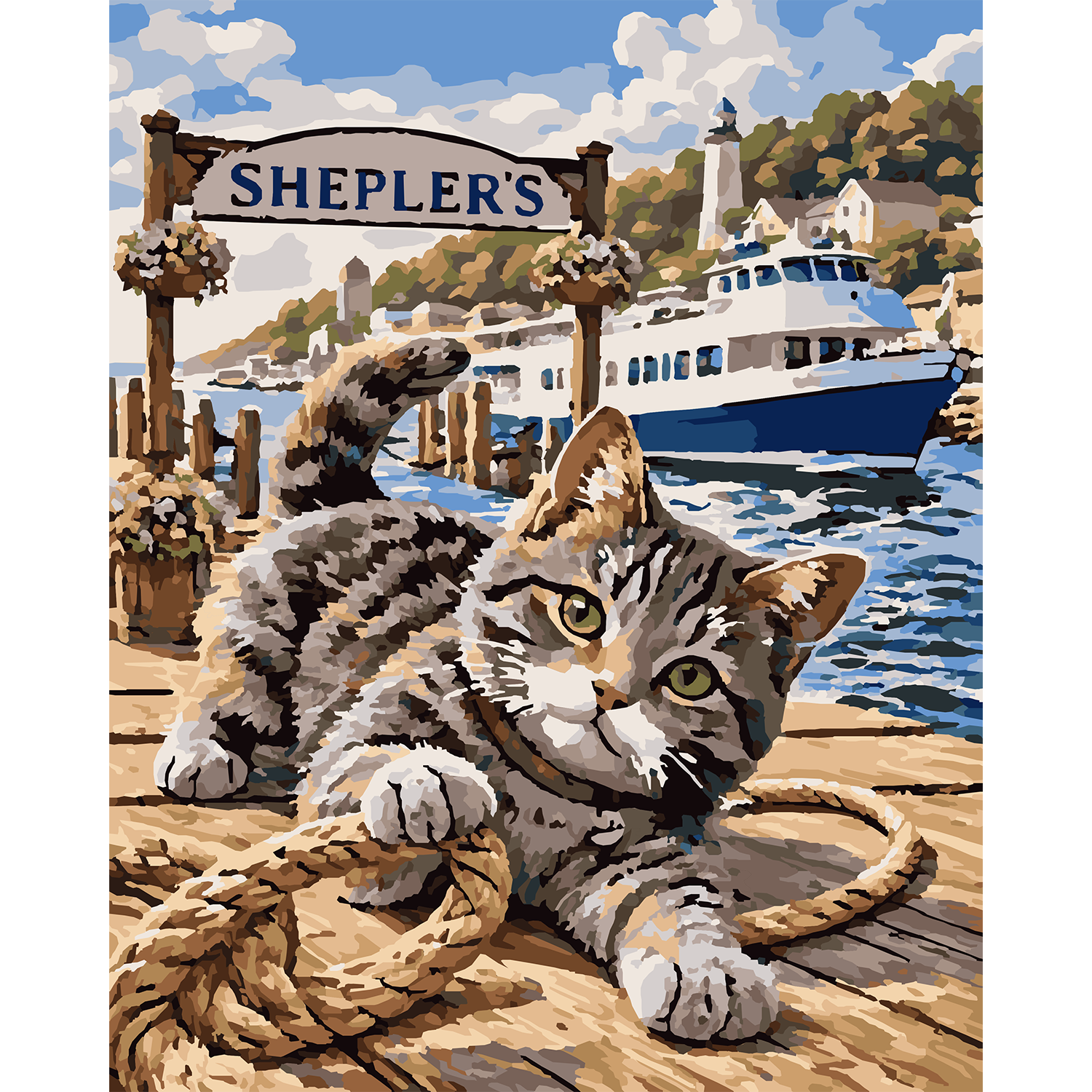 Shepler’s Dockside Mischief: A Mackinaw City Kitty Paint-By-Number Kit