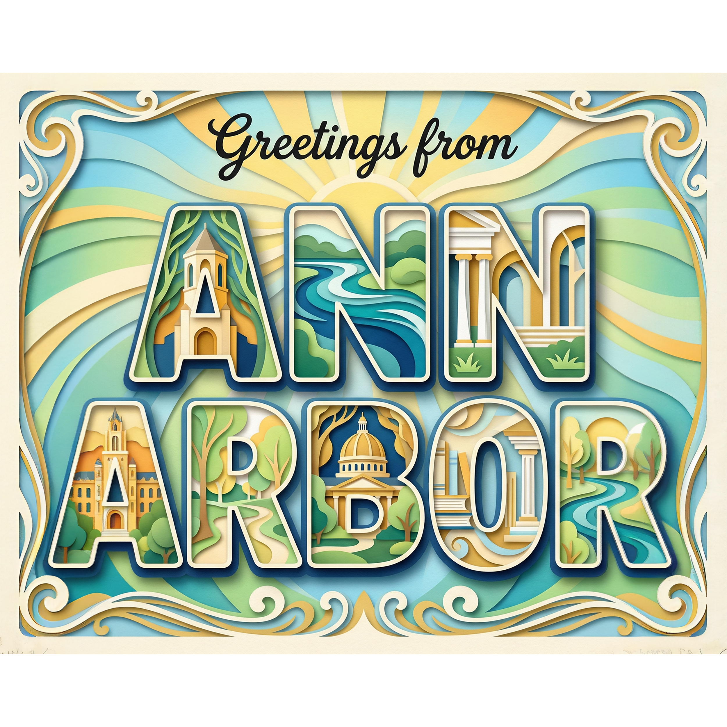 Greetings From Ann Arbor Michigan Paint-By-Number Kit
