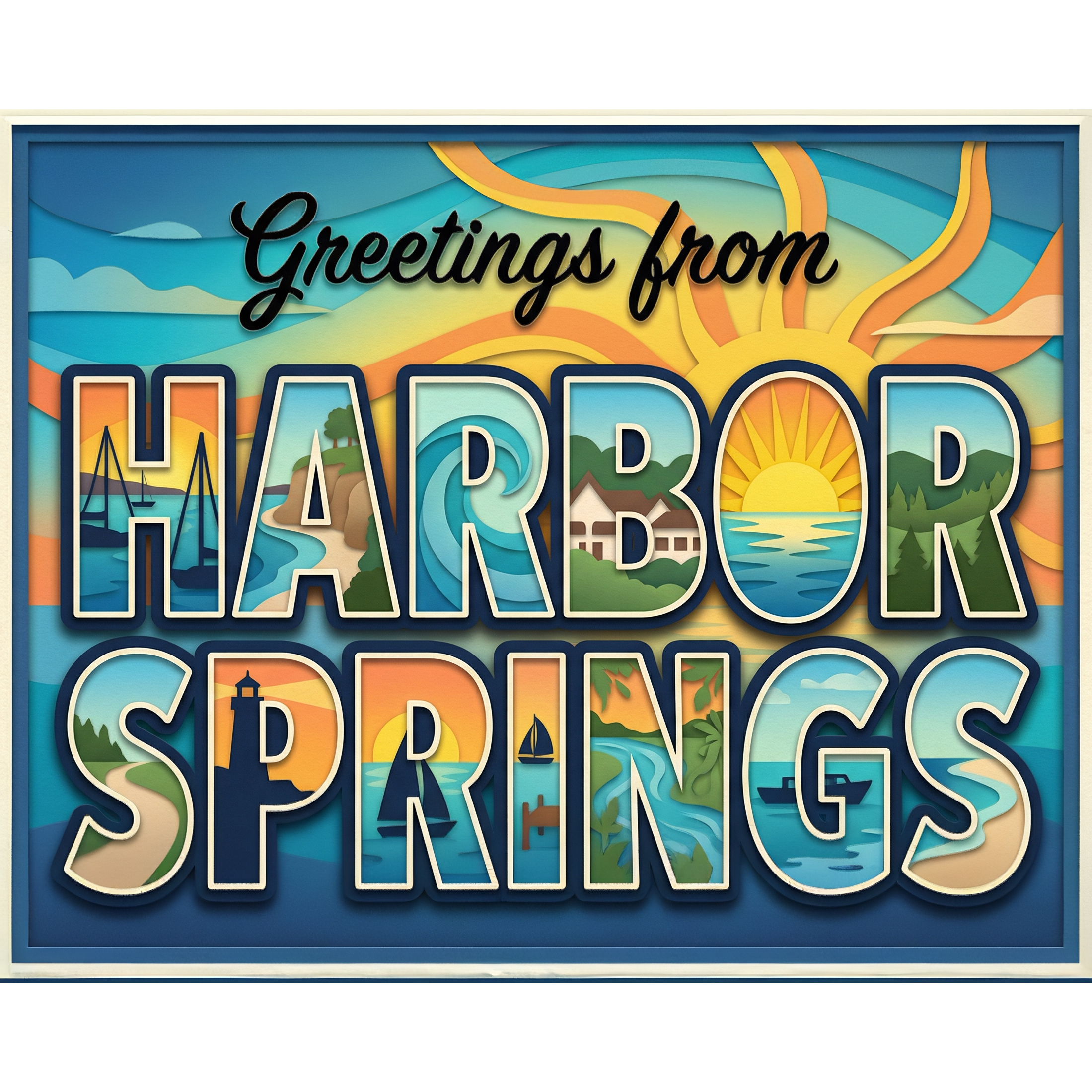 Greetings From Harbor Springs Michigan Paint-By-Number Kit