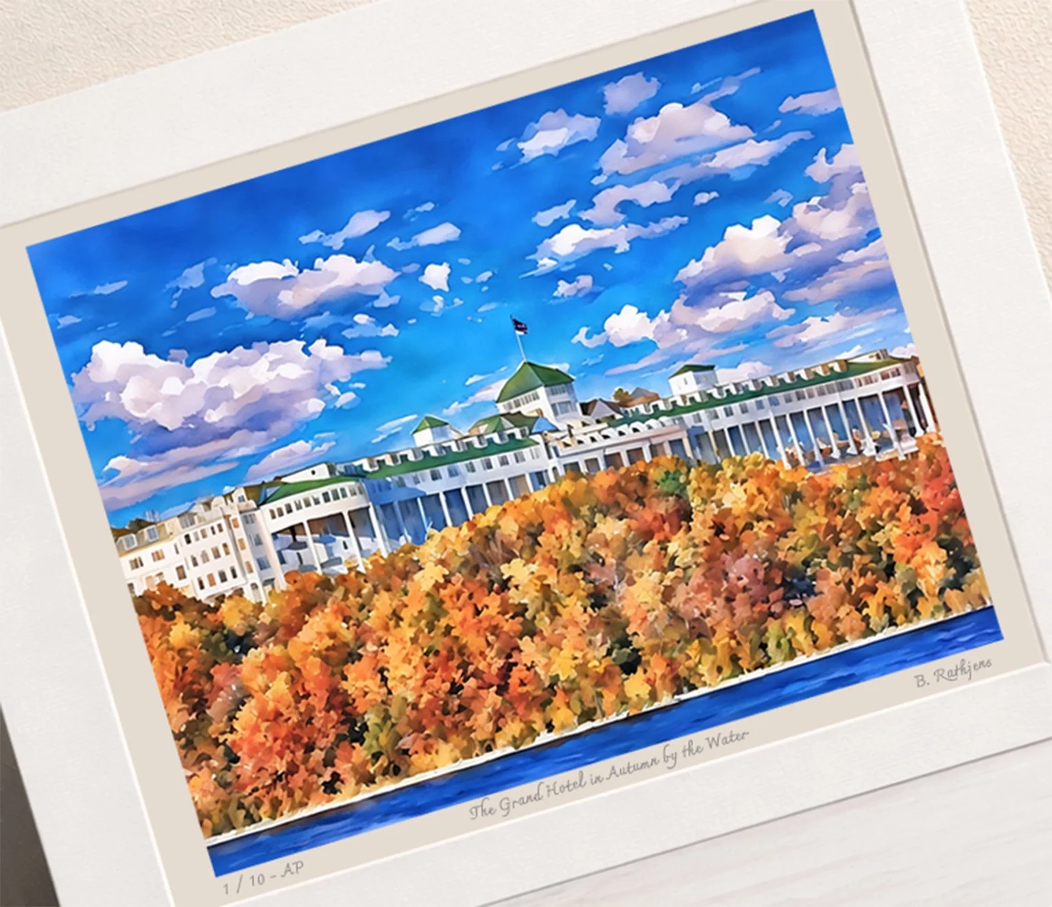 The Grand Hotel in Autumn from the Water – Limited Edition Giclée Fine Art Print