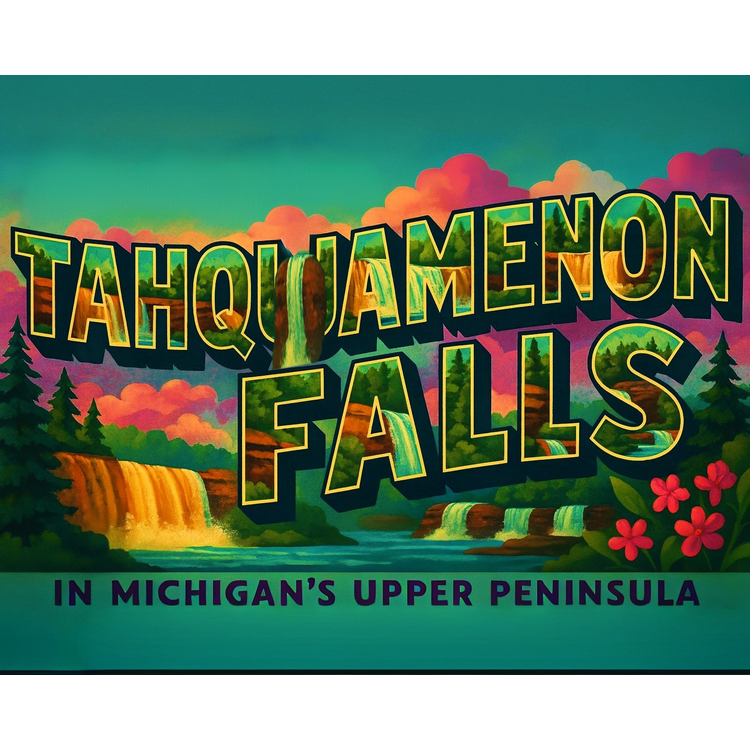 Tahquamenon Falls - Vintage Postcard Paint-By-Number Kit