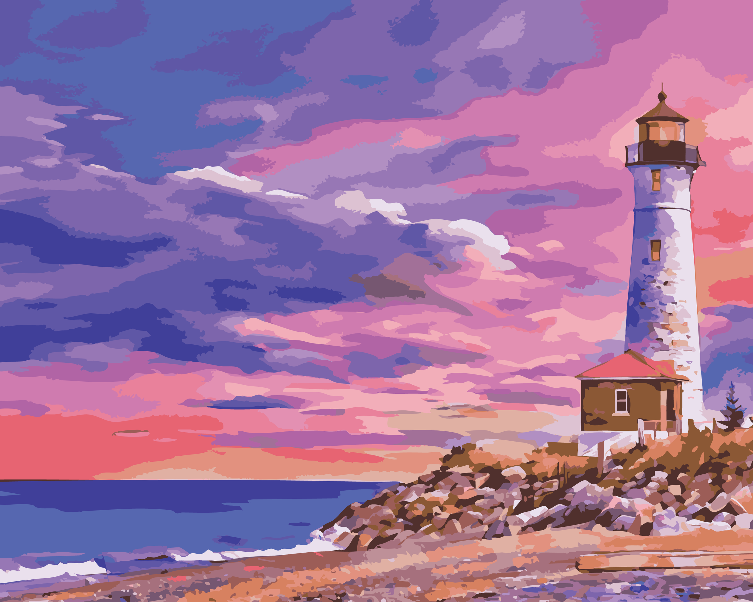 Sunset at Crisp Point Lighthouse (Paint-By-Number Kit)