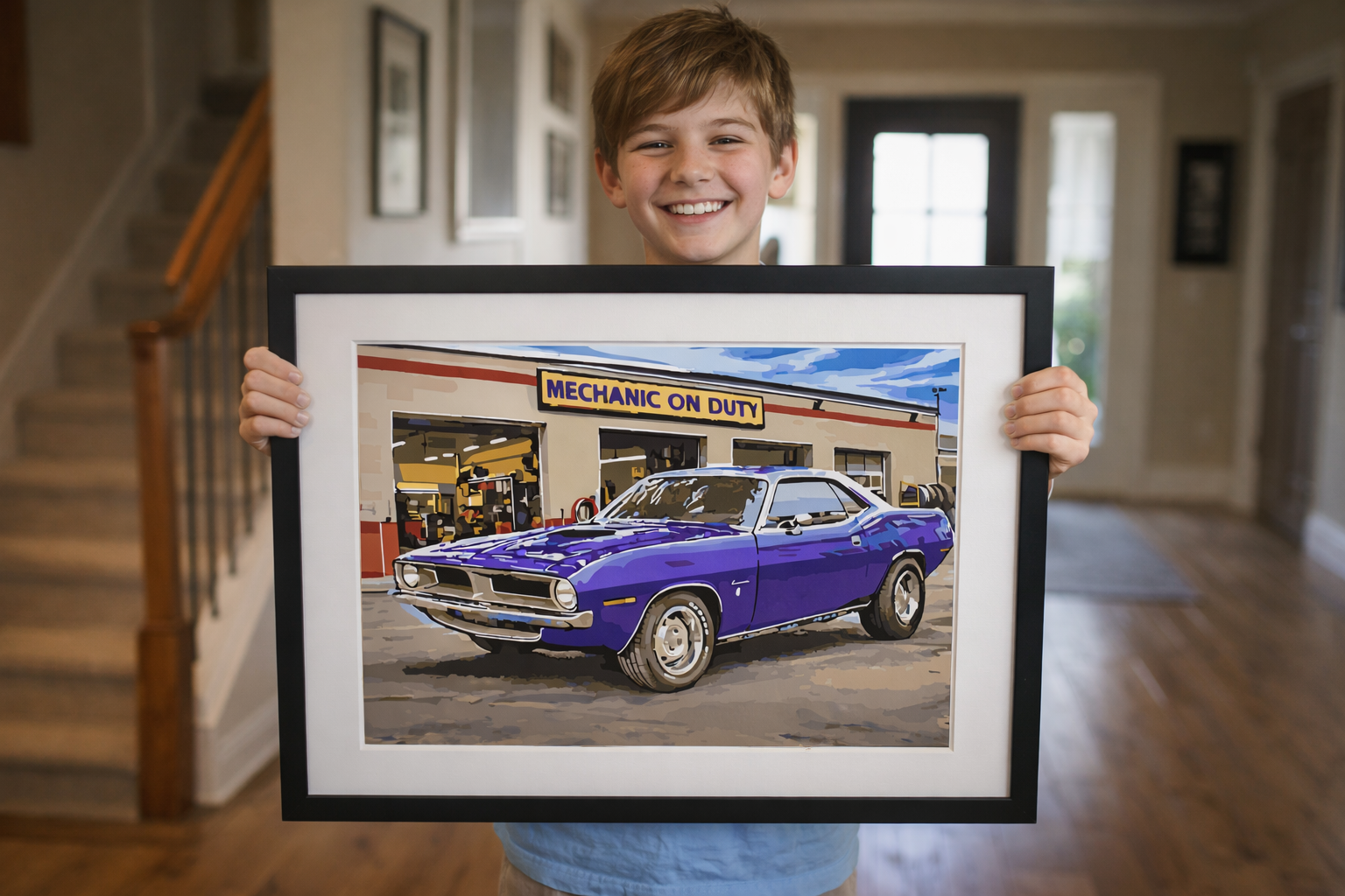 Plymouth Barracuda (1964–1969) at the Repair Shop - Detroit Classic Cars Paint-By-Number Kit