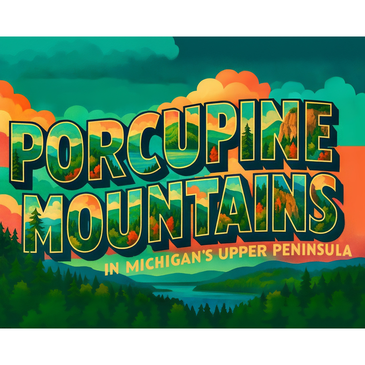 Porcupine Mountains - Vintage Postcard Paint-By-Number Kit