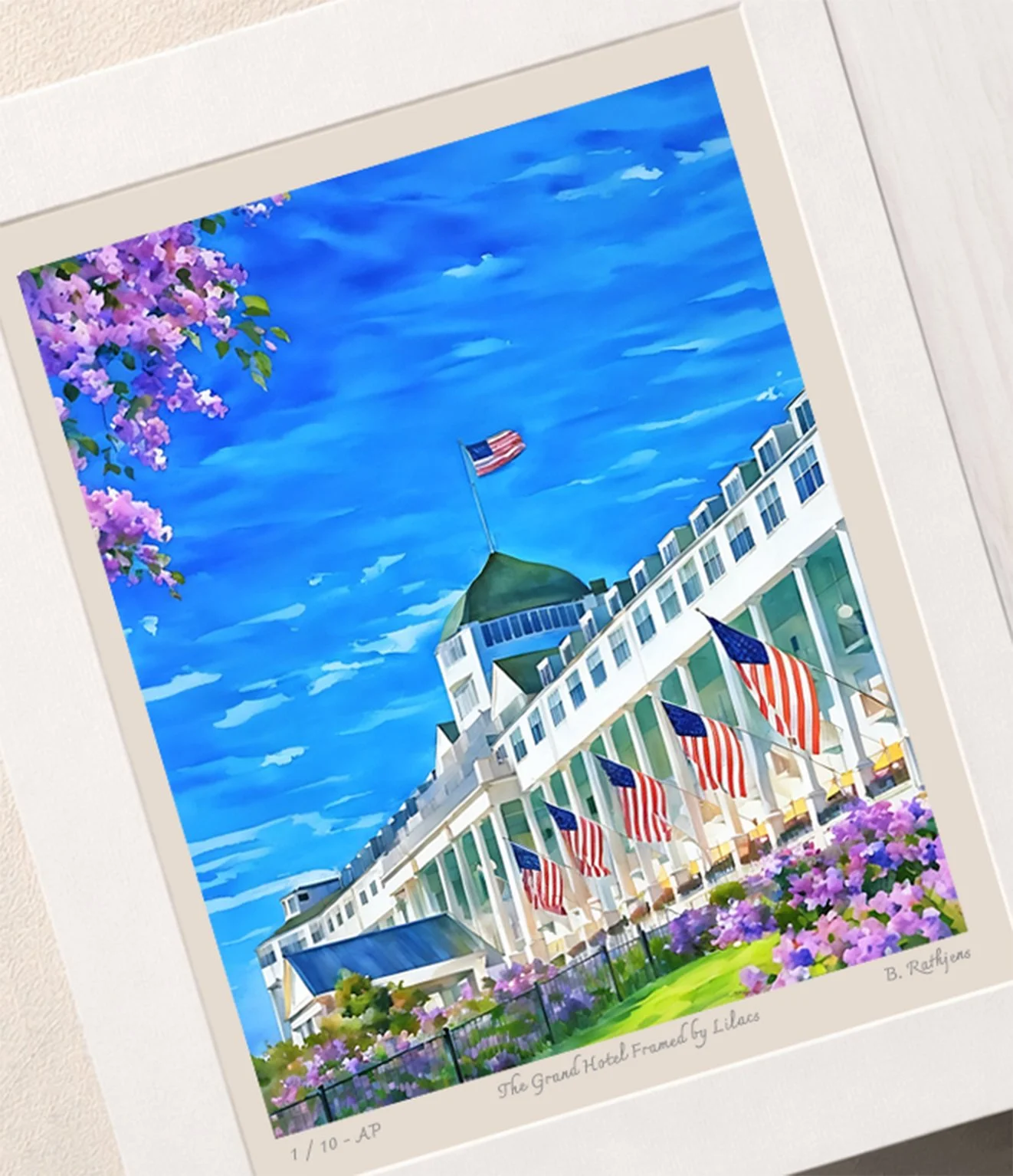 The Grand Hotel Framed by Lilacs – Limited Edition Giclée Fine Art Print