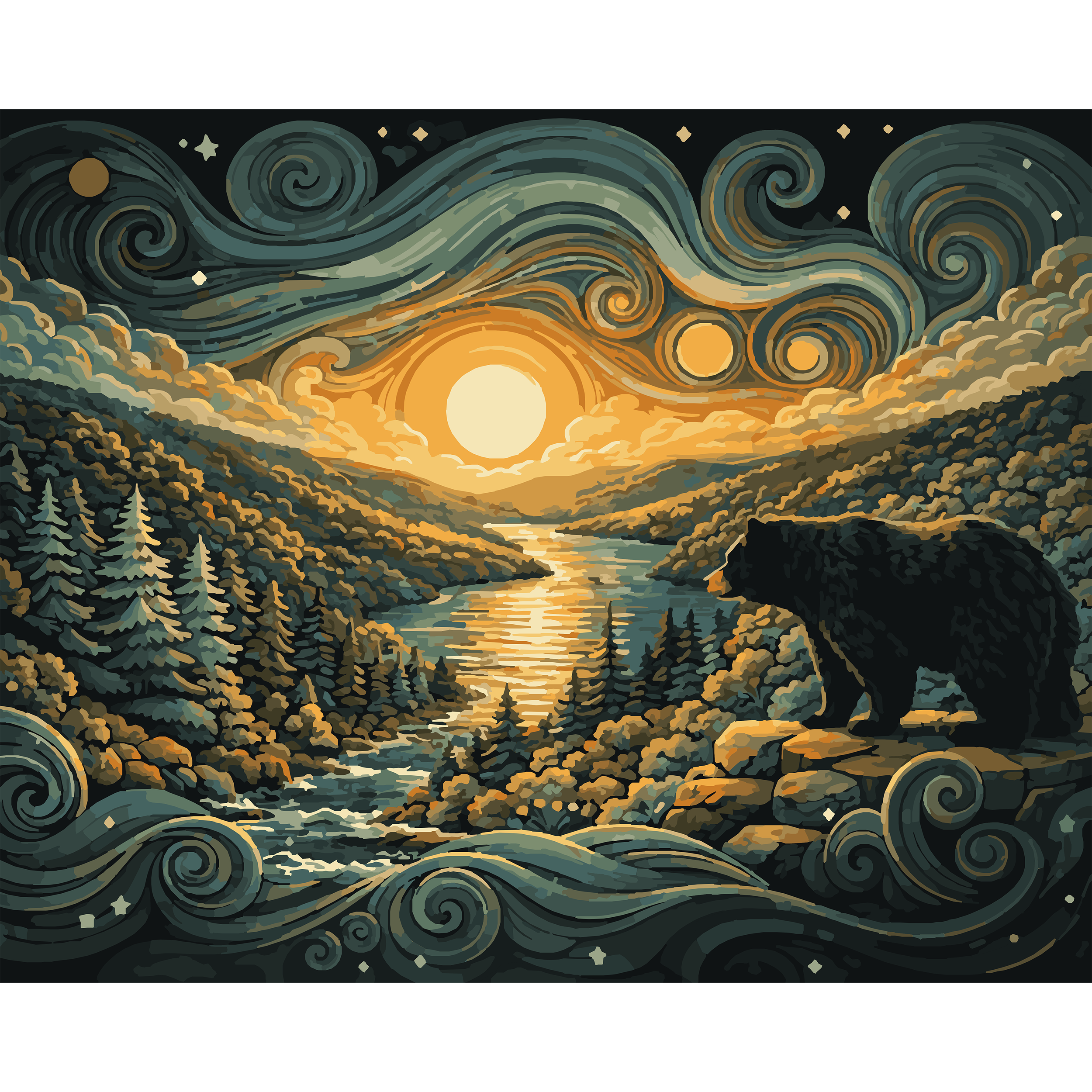 Stillness at Dusk – Porcupine Mountains Paint-By-Number Kit