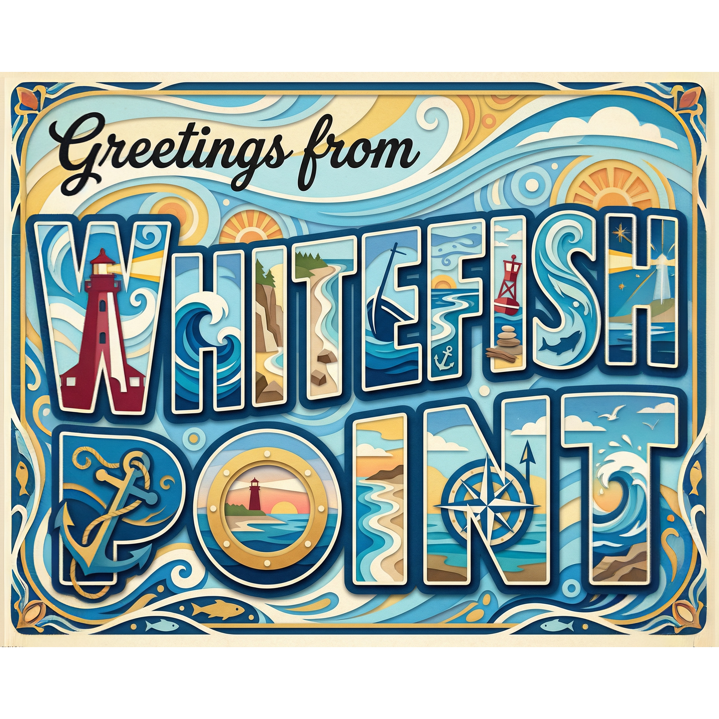 Greetings From Whitefish Point Michigan Paint-By-Number Kit