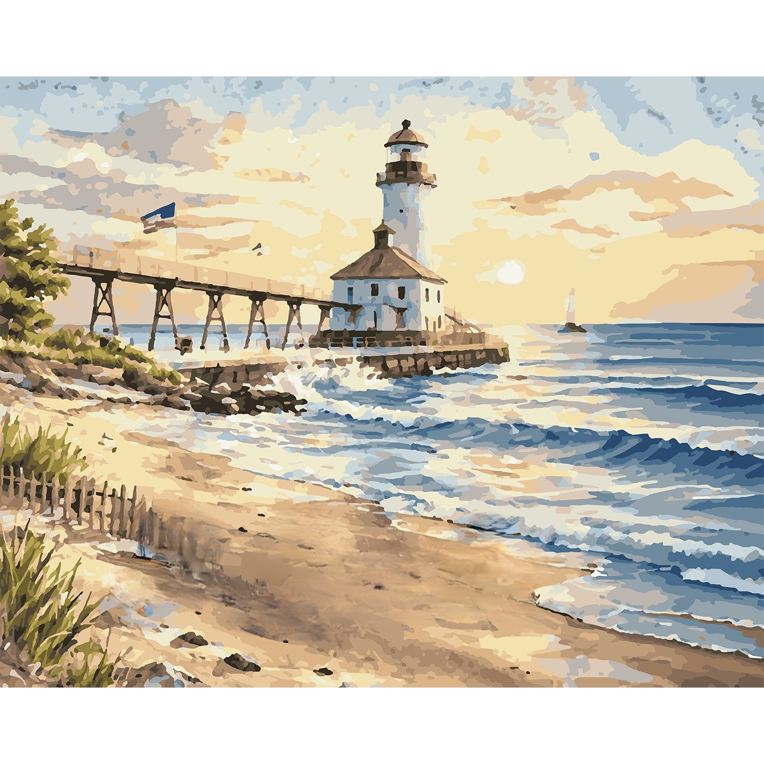 St. Joseph Lighthouse on the Shore Paint-by-Number Kit