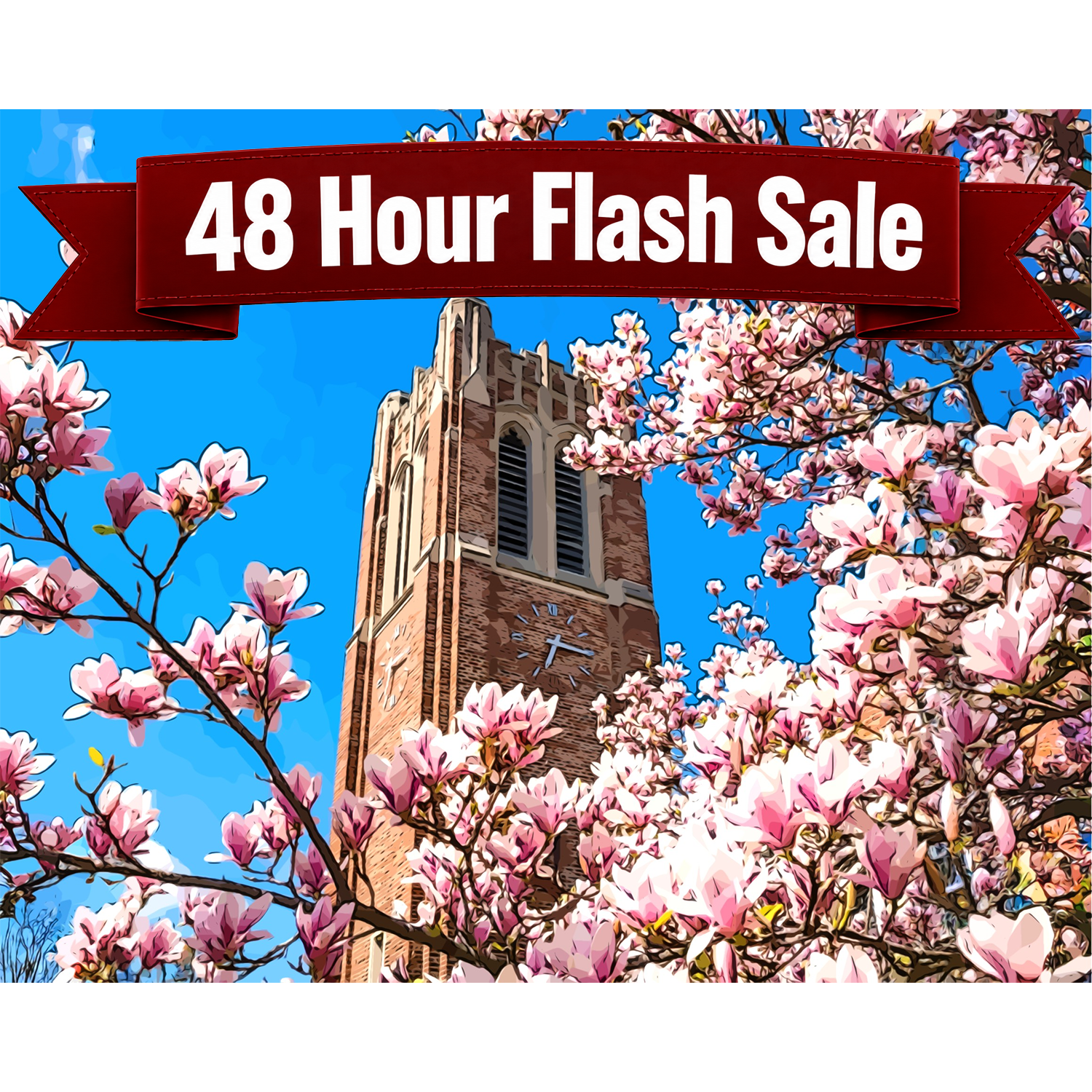 Magnolias at Beaumont Tower — Michigan State University® Paint-by-Number Kit