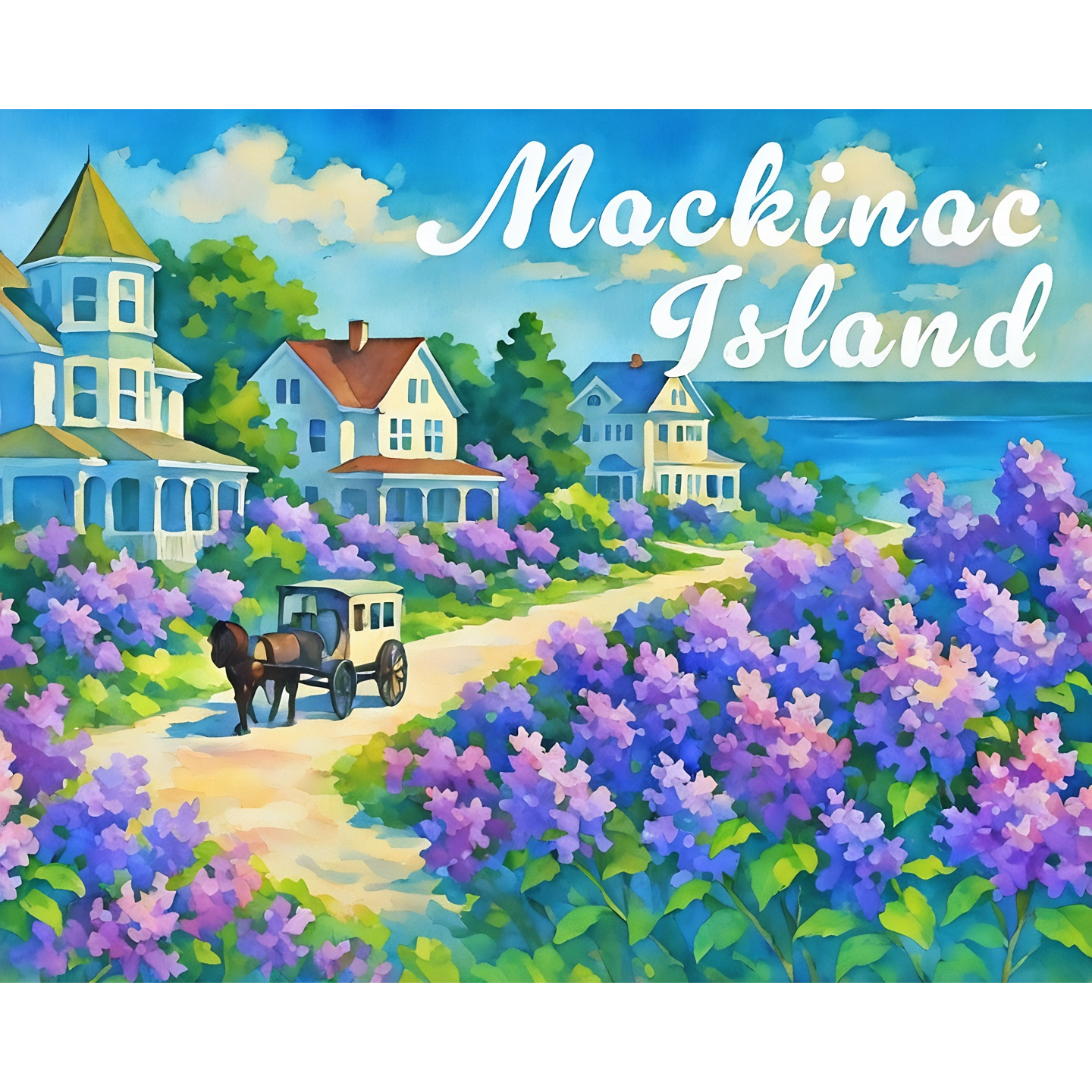 Whimsical Lilac Path on Mackinac Island Paint-By-Number Kit