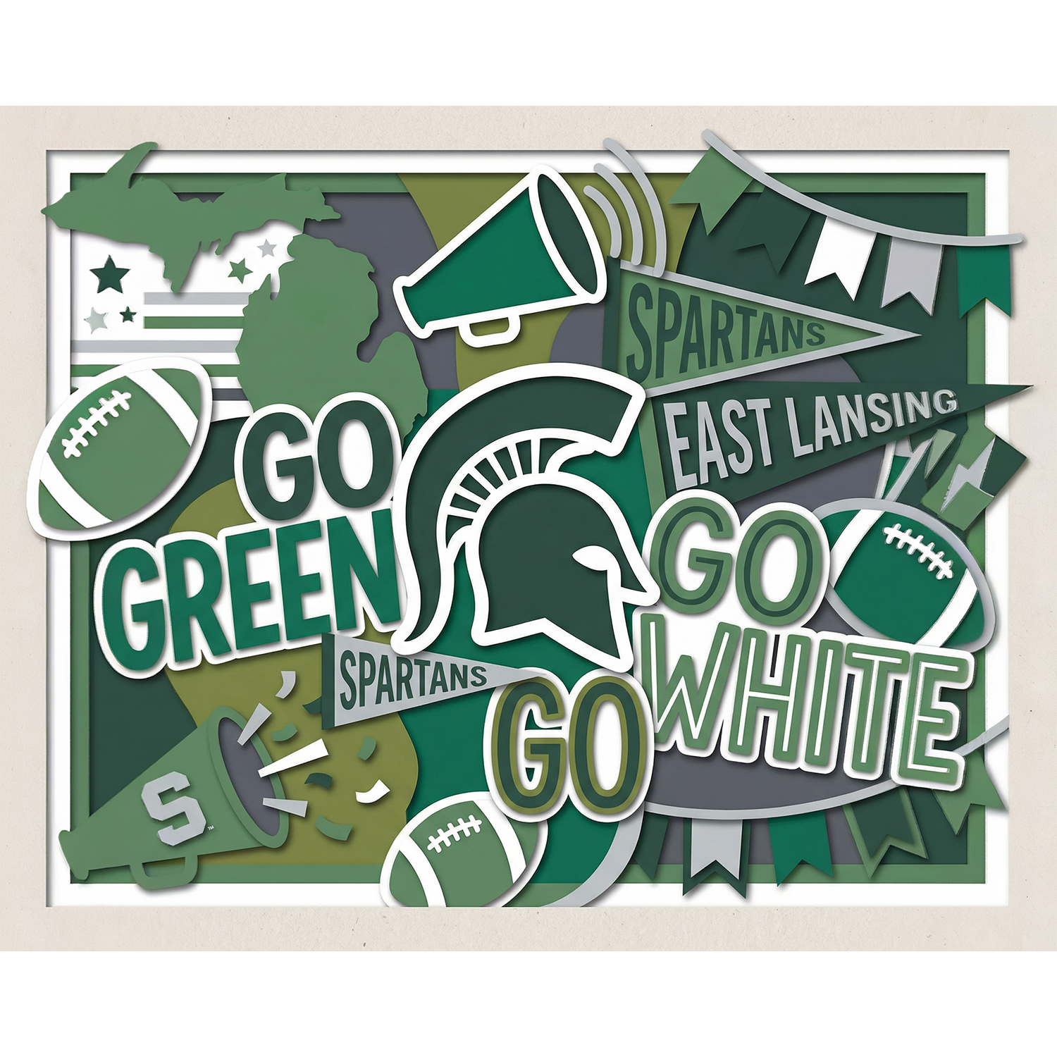 Spartan Collage: Go Green! Go White! — Michigan State University® Paint-by-Number Kit