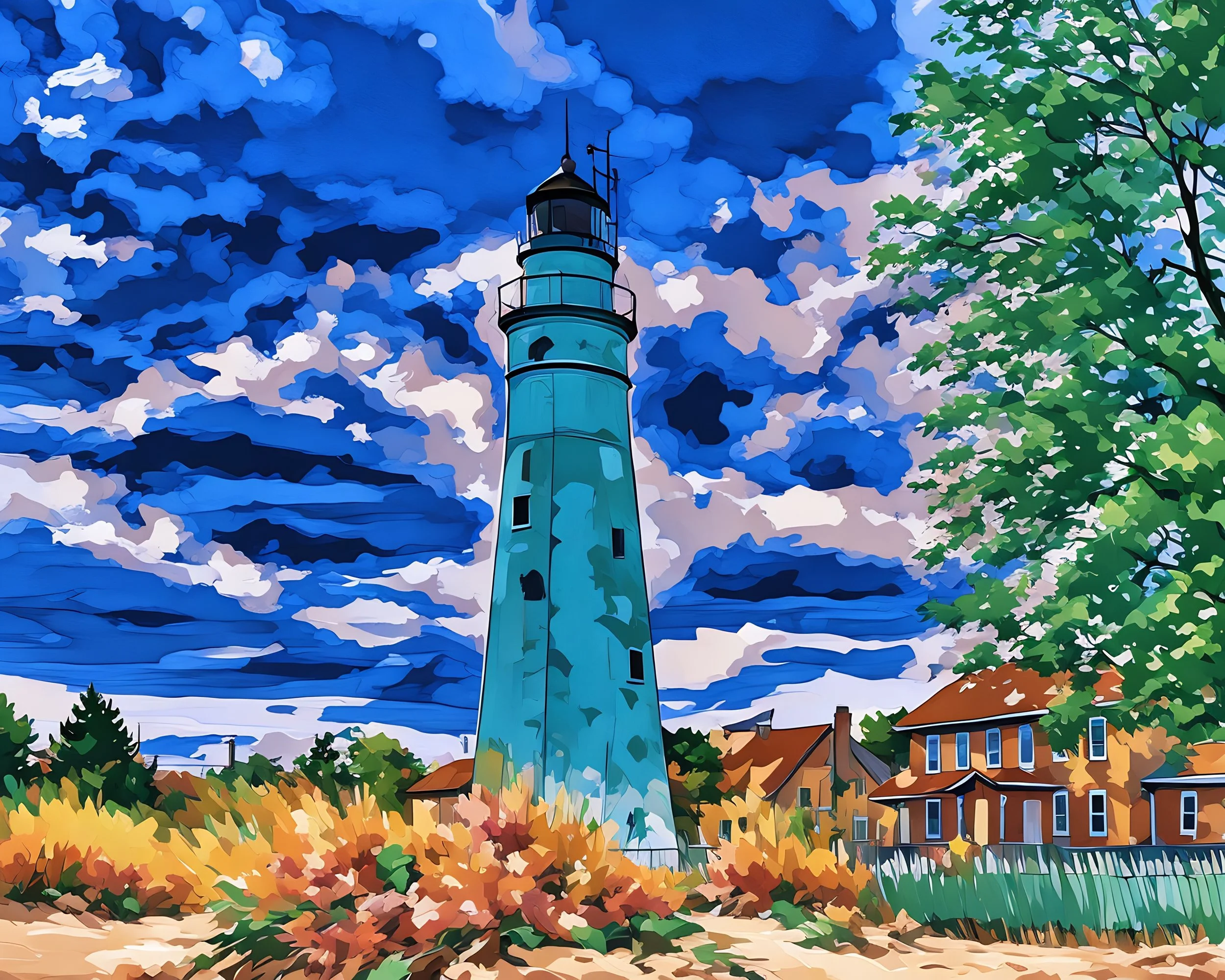 Stormlight at Fort Gratiot Lighthouse (Paint-By-Number Kit)